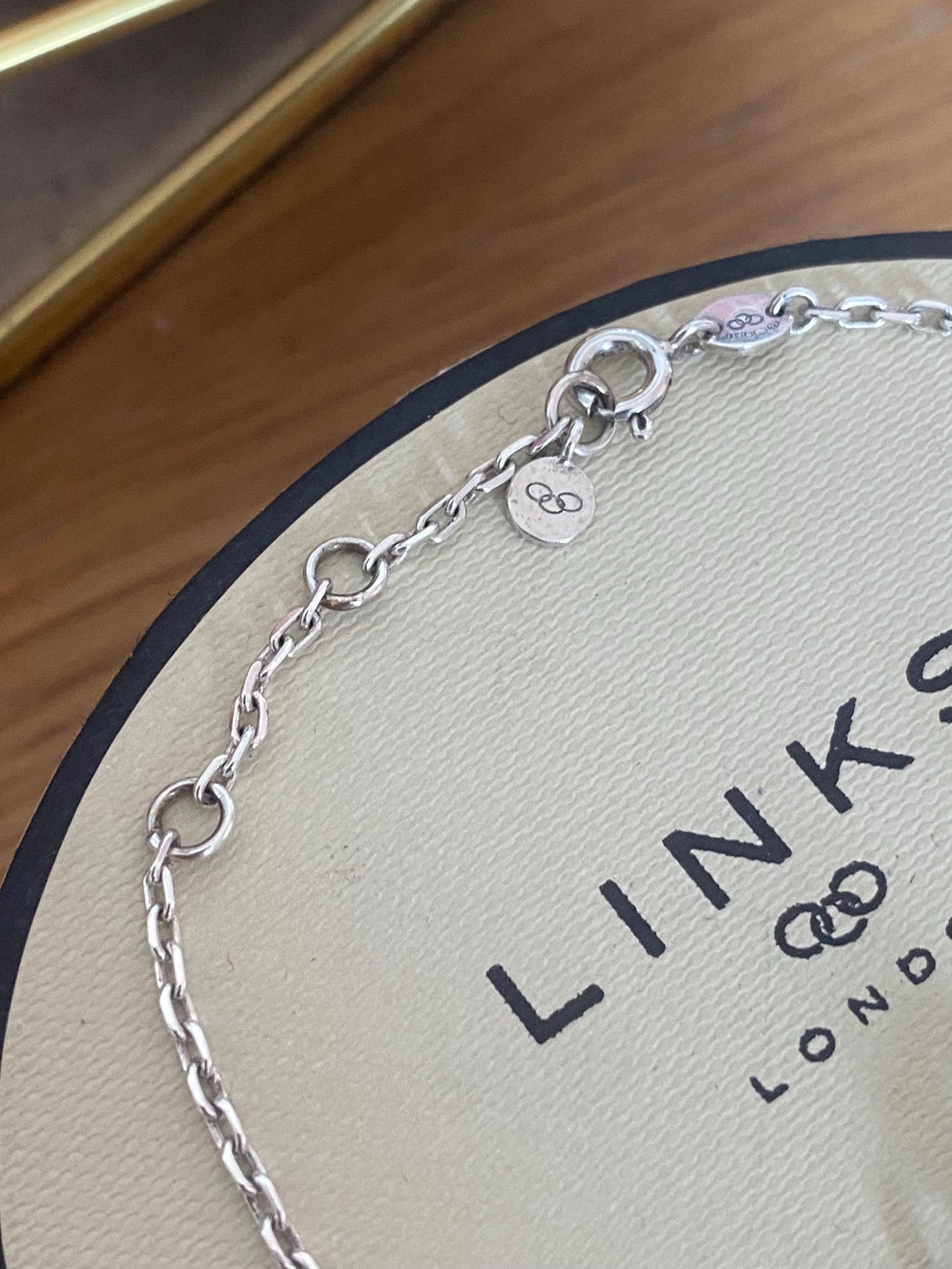 Rare vintage Genuine LINKS OF LONDON Hallmarked Silver anethyst and sapphire drop gem Bracelet With Box
