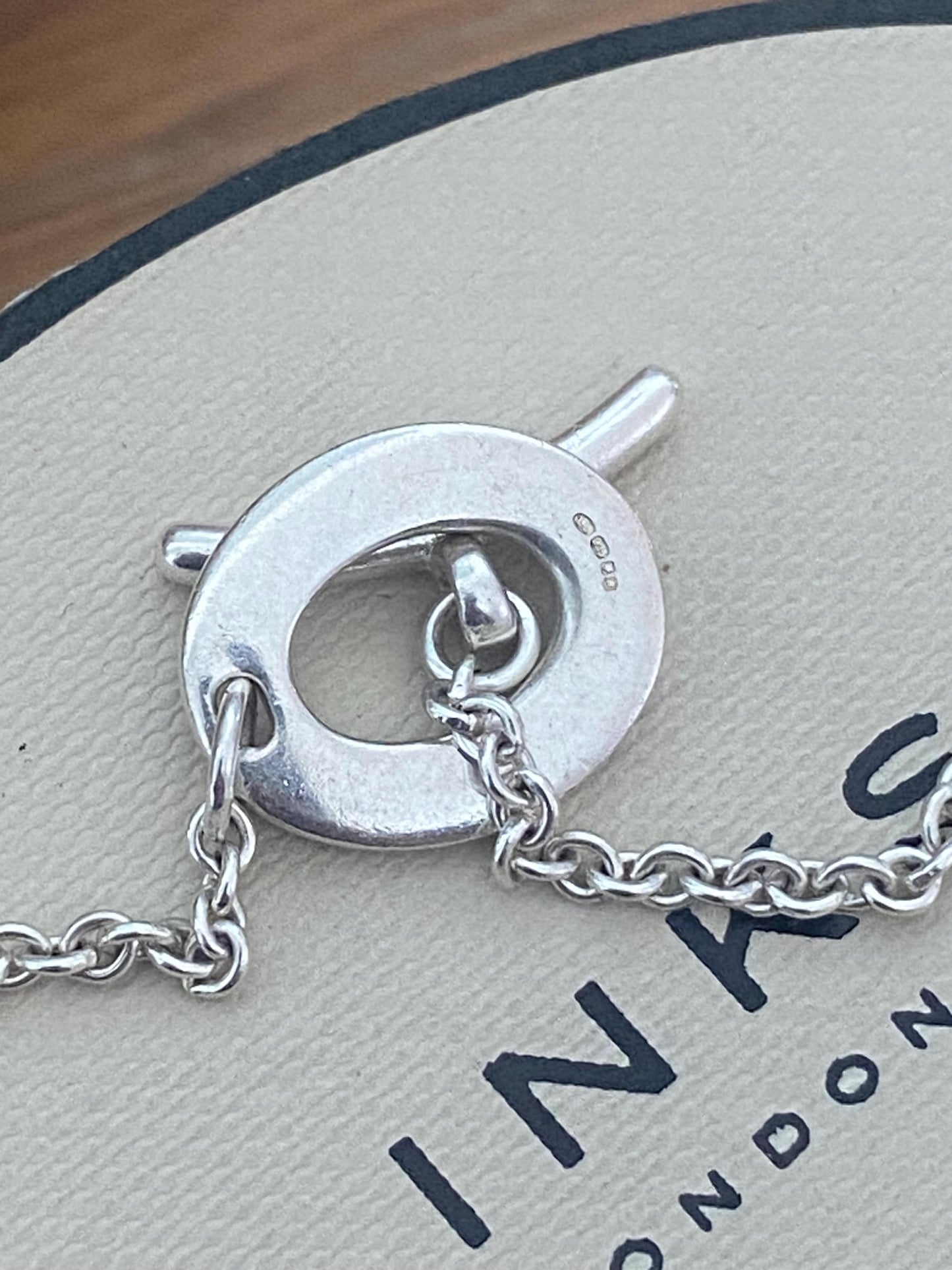 Beautiful vintage very rare links of London cage charm toggle bracelet, sterling silver