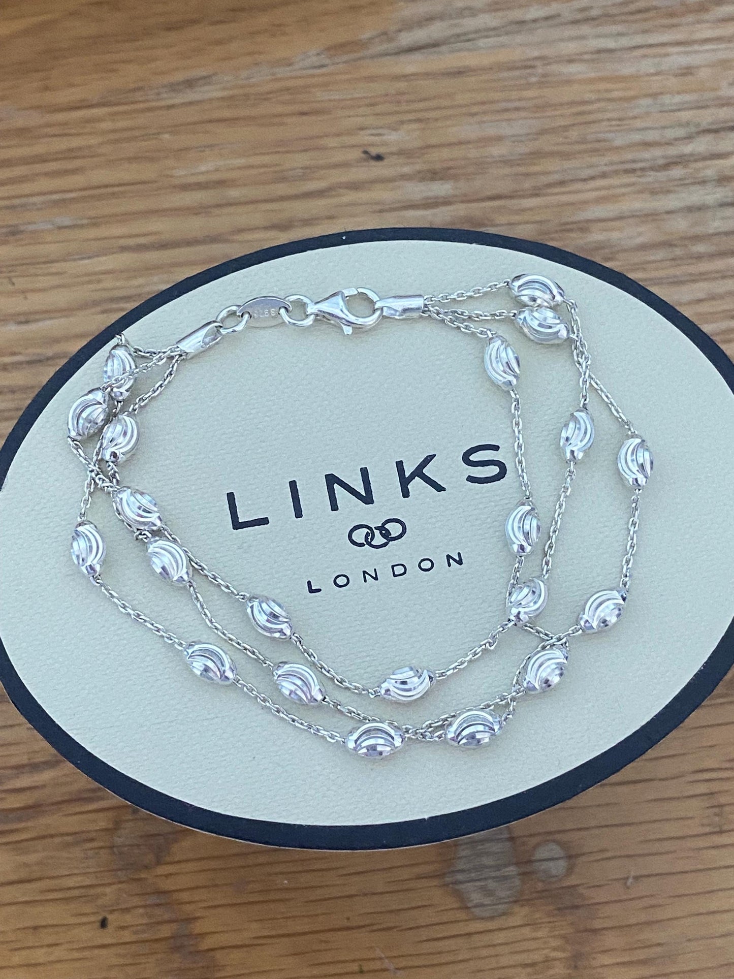 Lovely Links of London Essentials 3 Row Beaded bracelet, sterling silver, Assay hallmarked