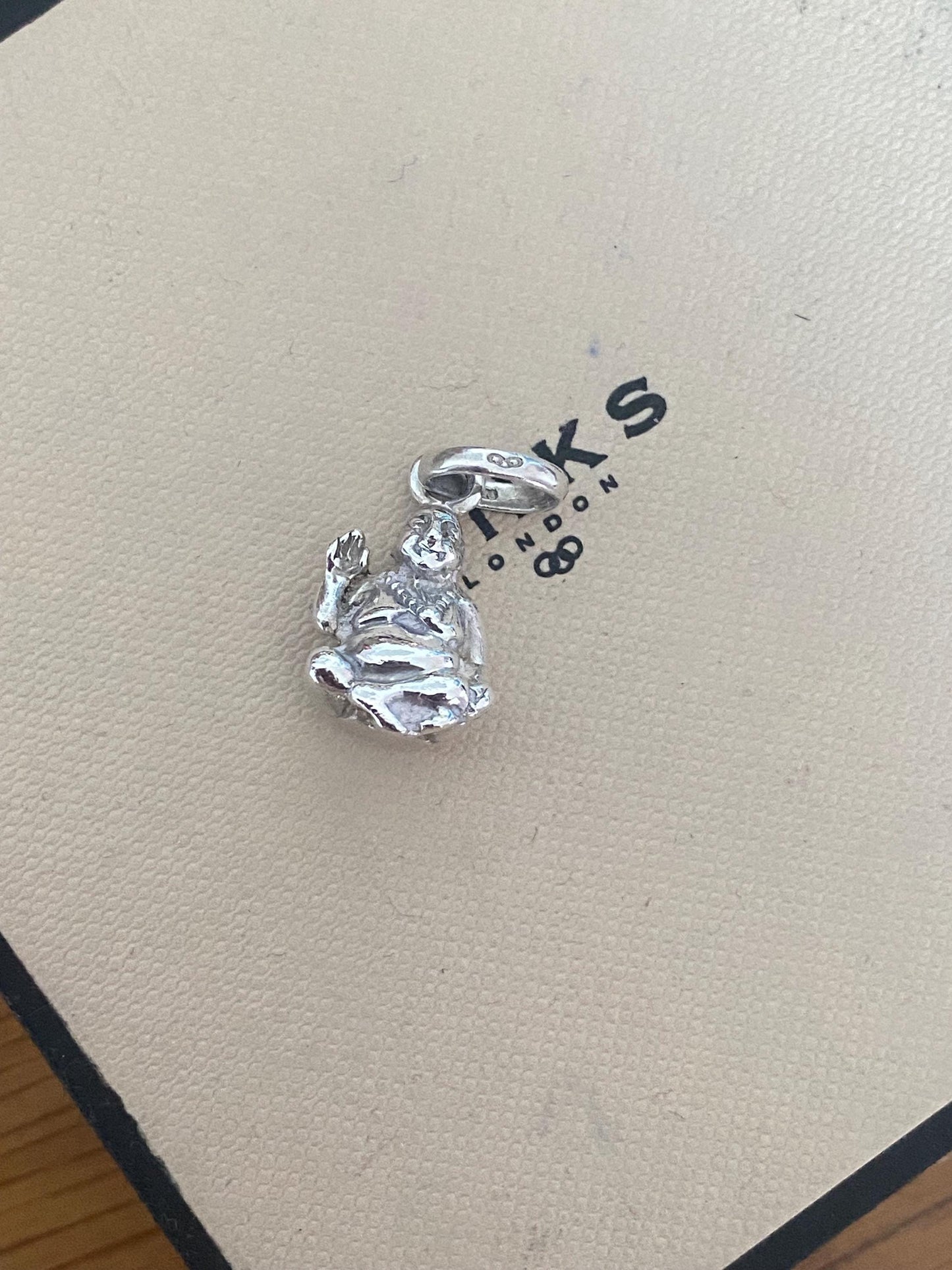 Genuine rare LINKS OF LONDON Laughing Buddha Charm, sterling silver