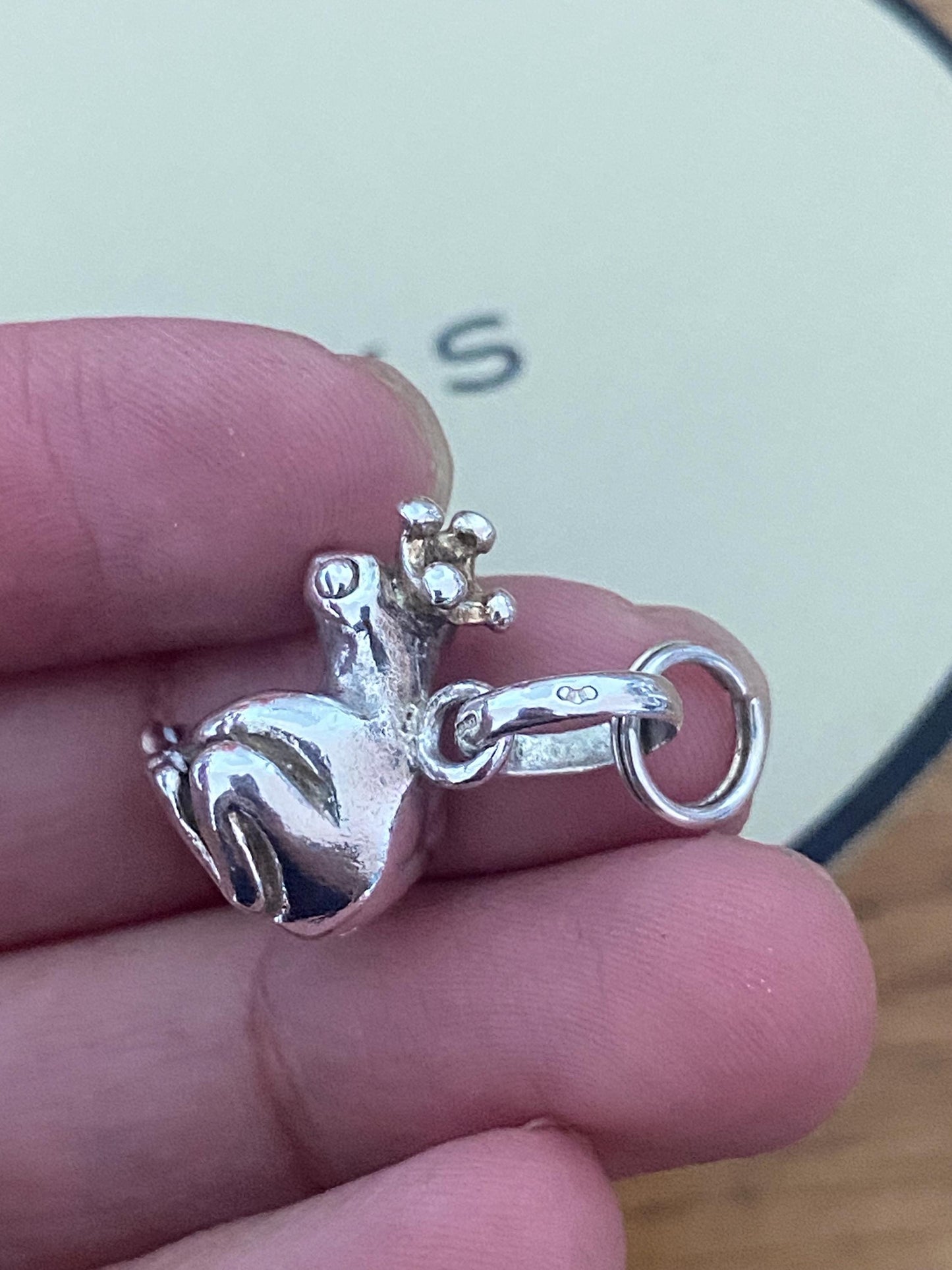 Super cute Links of London Frog Prince Charm, Sterling Silver, 18k Gold Vermeil Detail, Stamped, Hallmarked