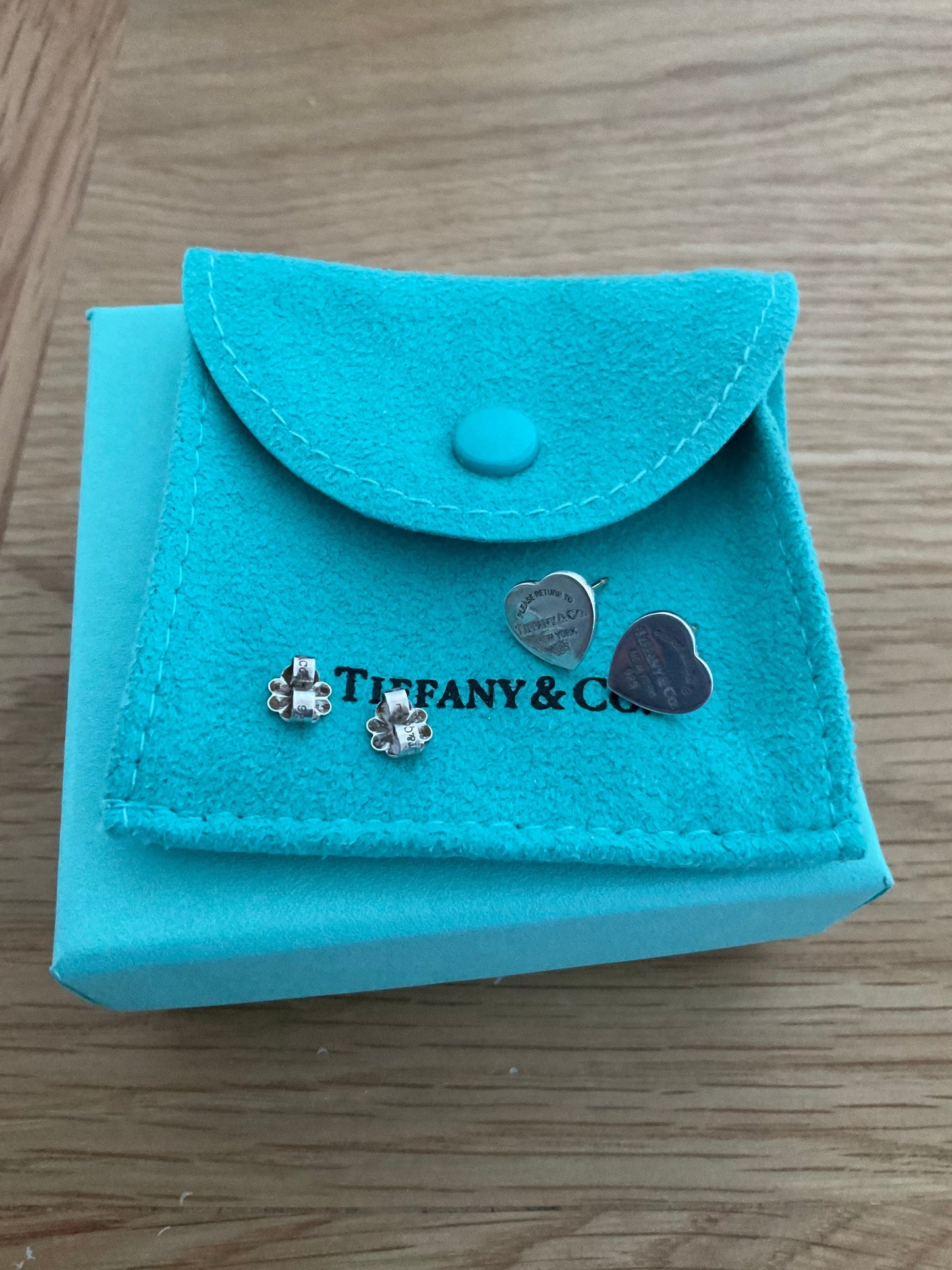 Tiffany and co small heart sterling silver stud earrings
