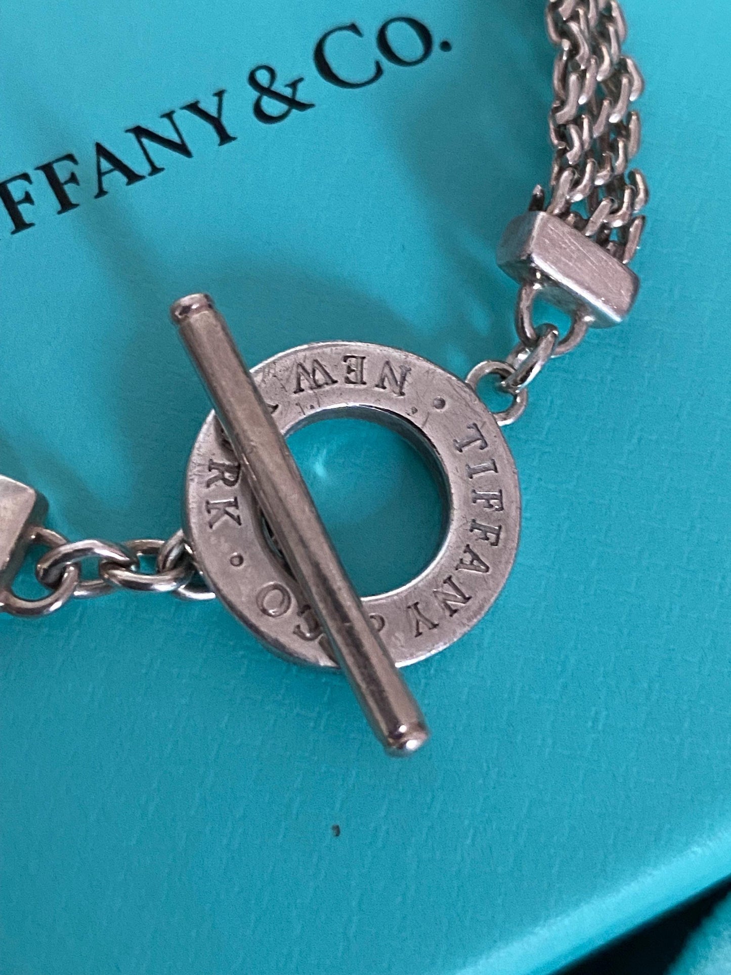 Tiffany & Co mesh strap toggle bracelet With box and pouch, genuine, sterling silver