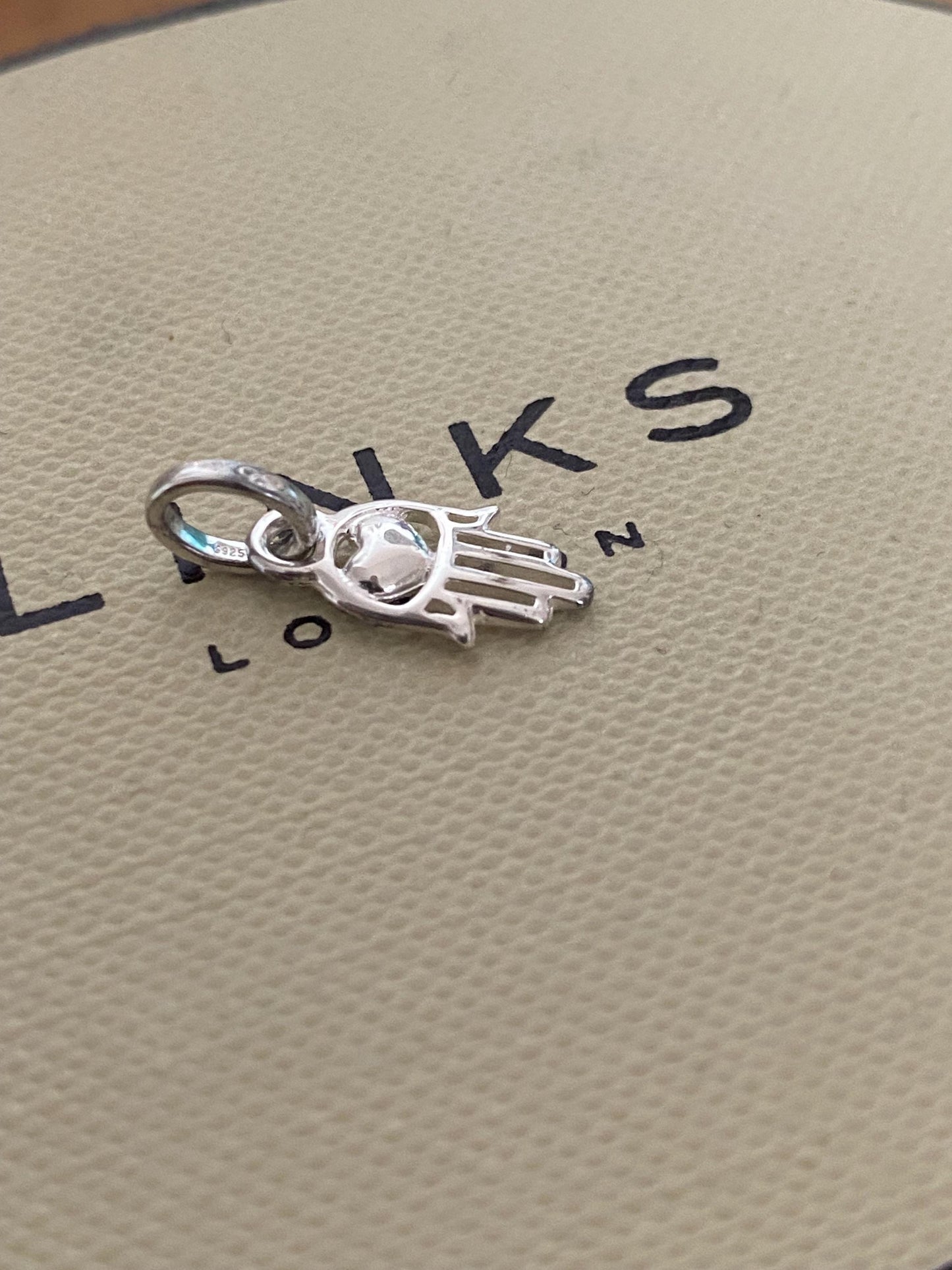 Very rare Links of London hand of Fatima mini charm sterling silver, lovely condition, genuine