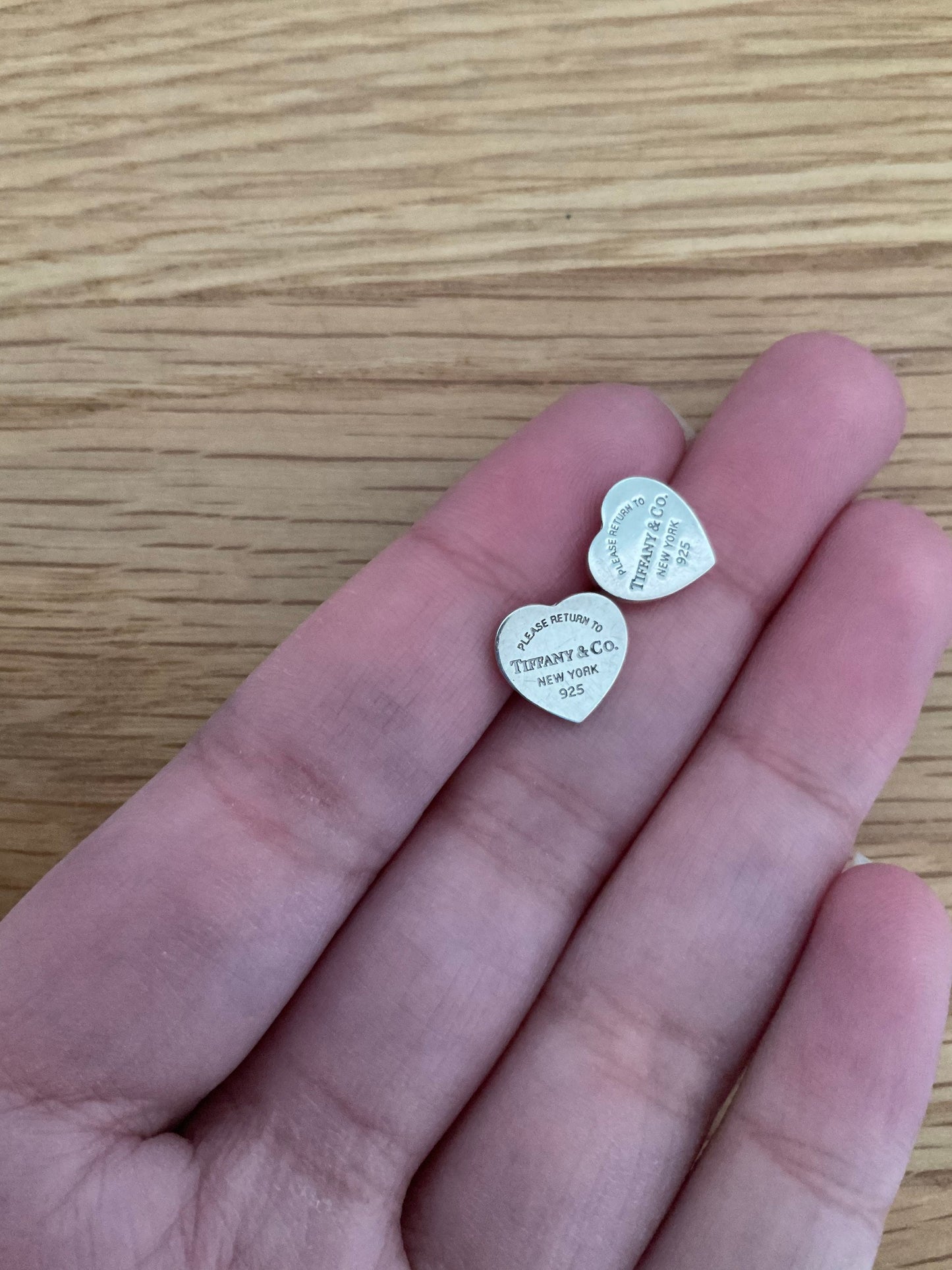 Tiffany and co small heart sterling silver stud earrings