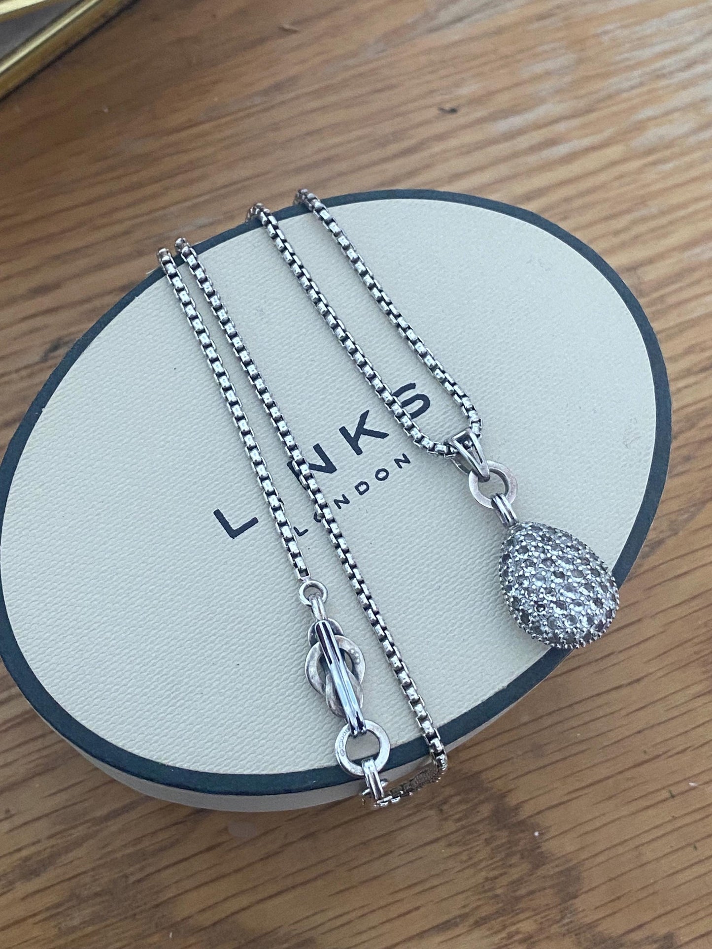 Beautiful vintage ultra rare links of London teardrop hope necklace with clear topaz stones, sterling silver