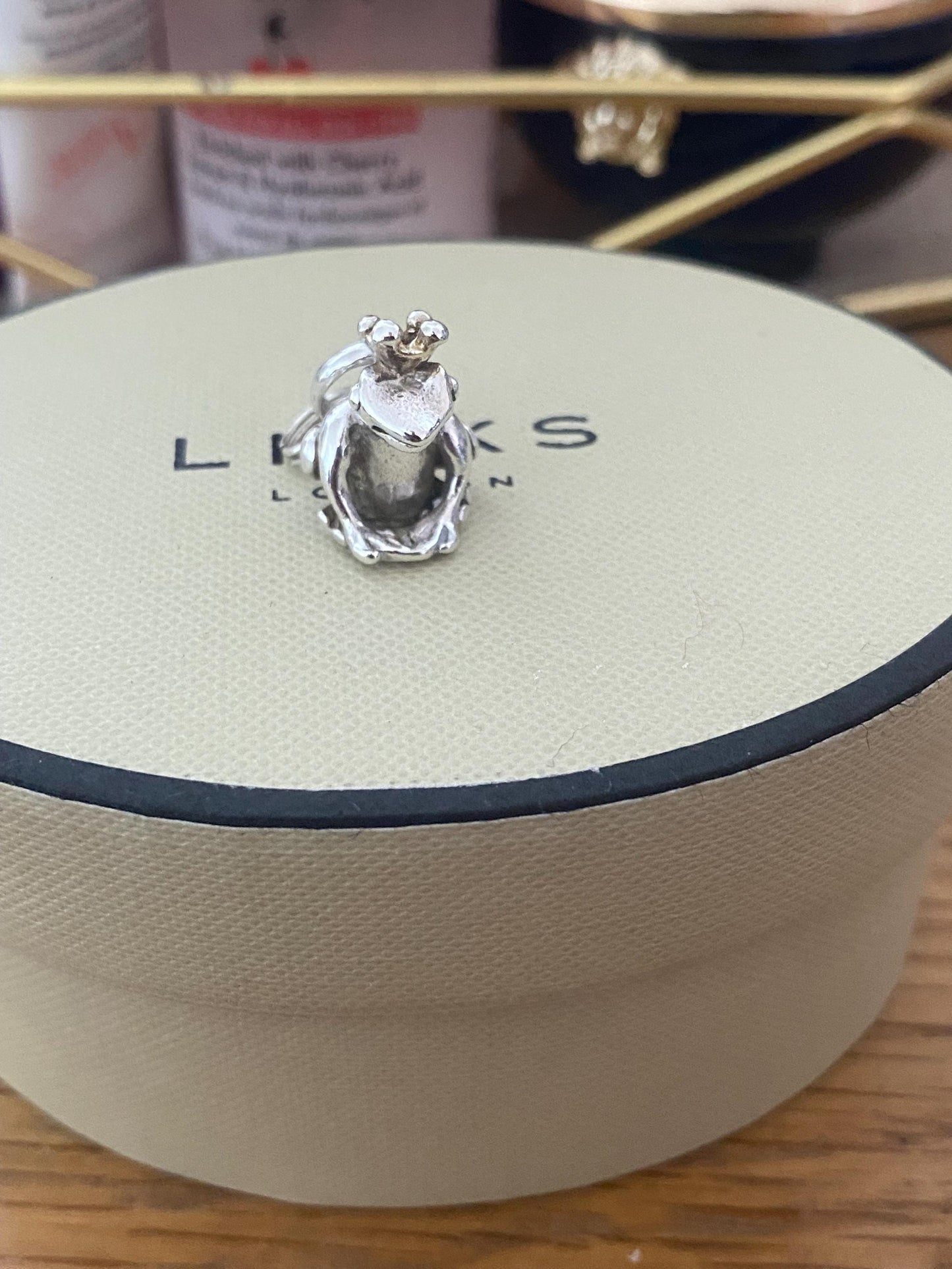 Super cute Links of London Frog Prince Charm, Sterling Silver, 18k Gold Vermeil Detail, Stamped, Hallmarked