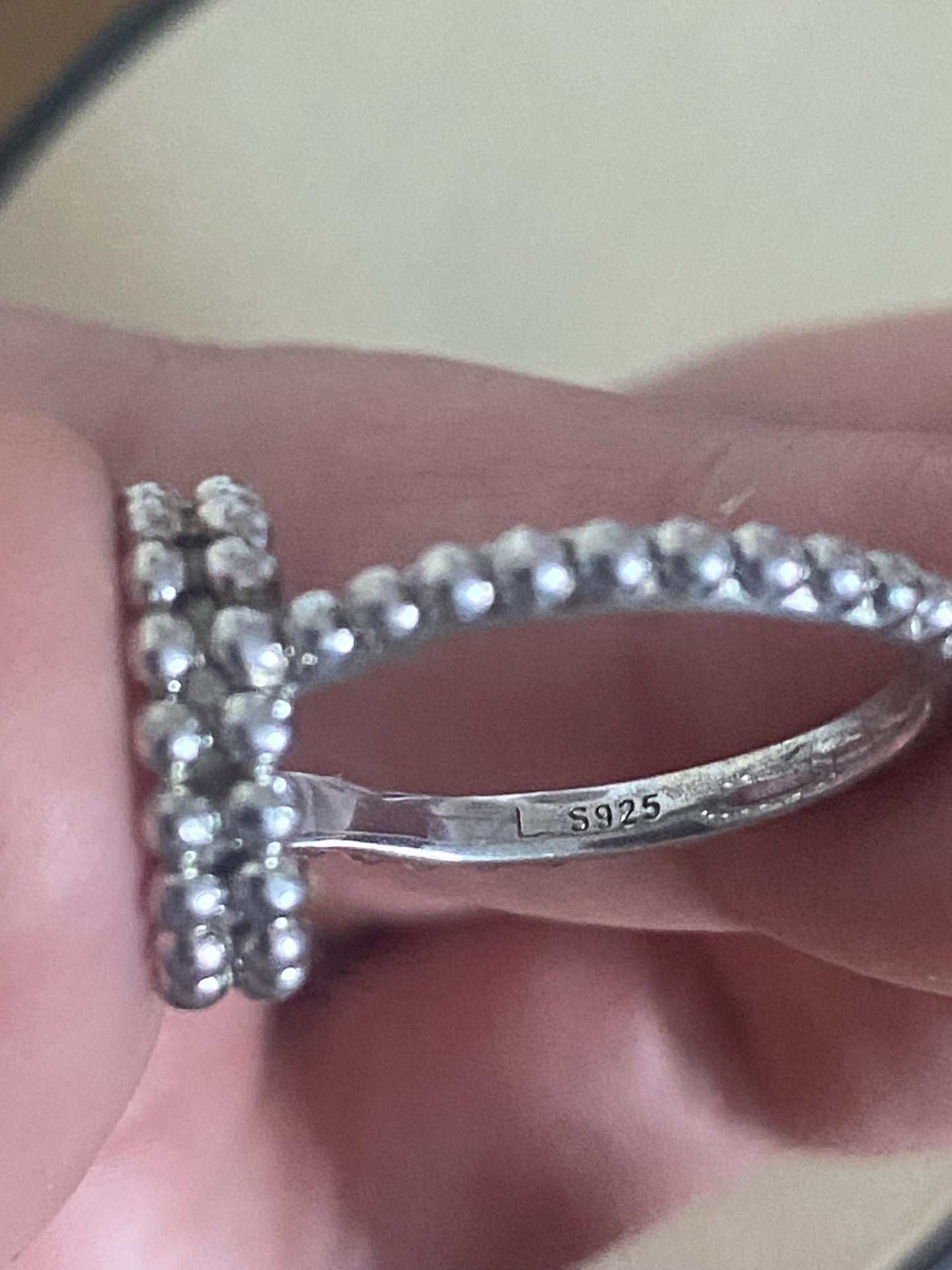 Rare Links Of London Effervescence Blue Diamond Silver Diamond Bubble Ring size UK L, with box