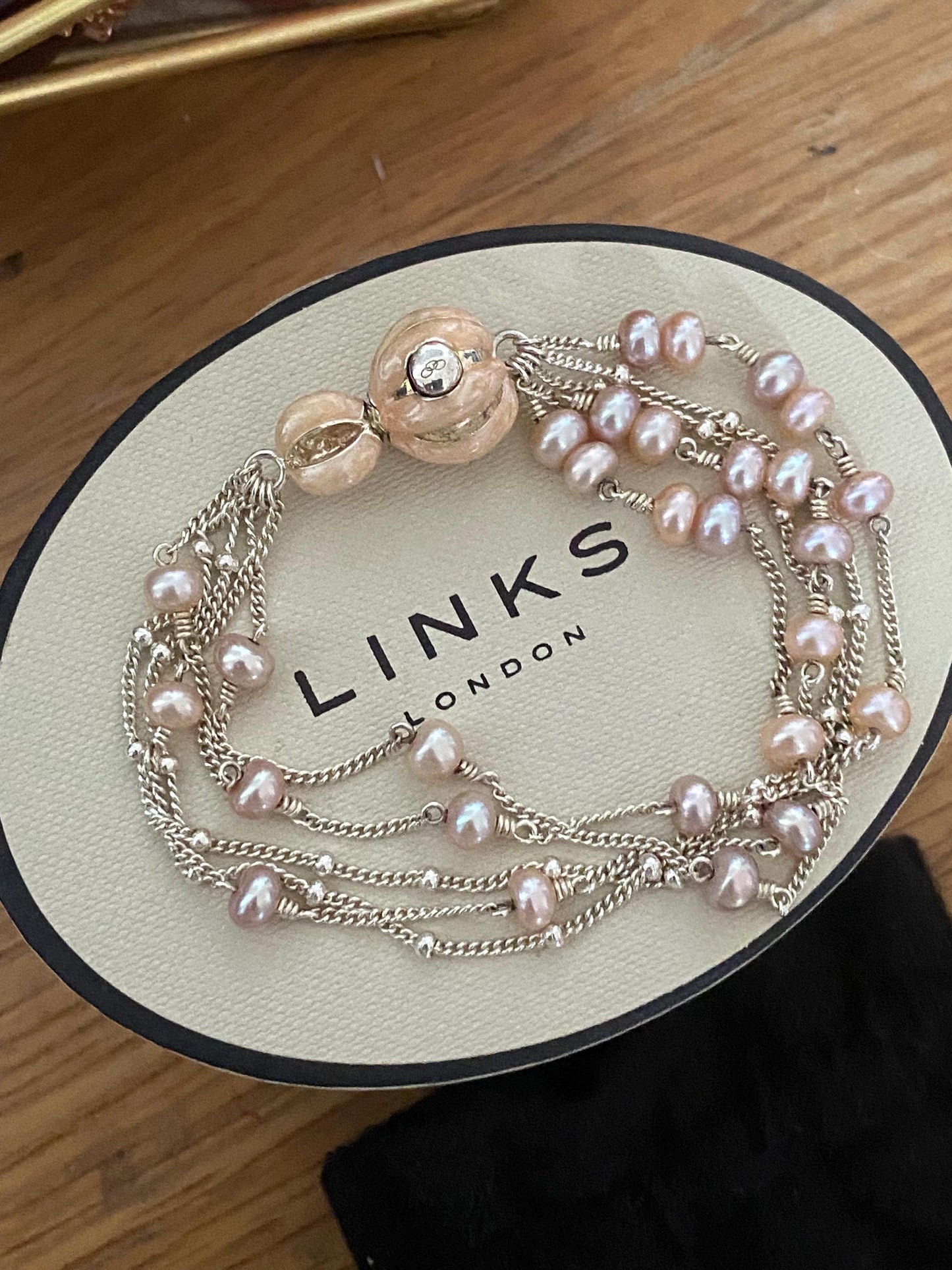 Very rare Links of London Night Time Garden pearl sterling silver bracelet with box