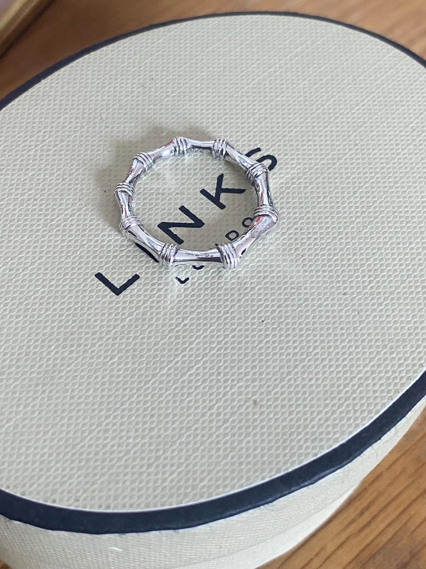 Genuine Links of London Bamboo Ring, Sterling Silver, Size L, Lovely Condition