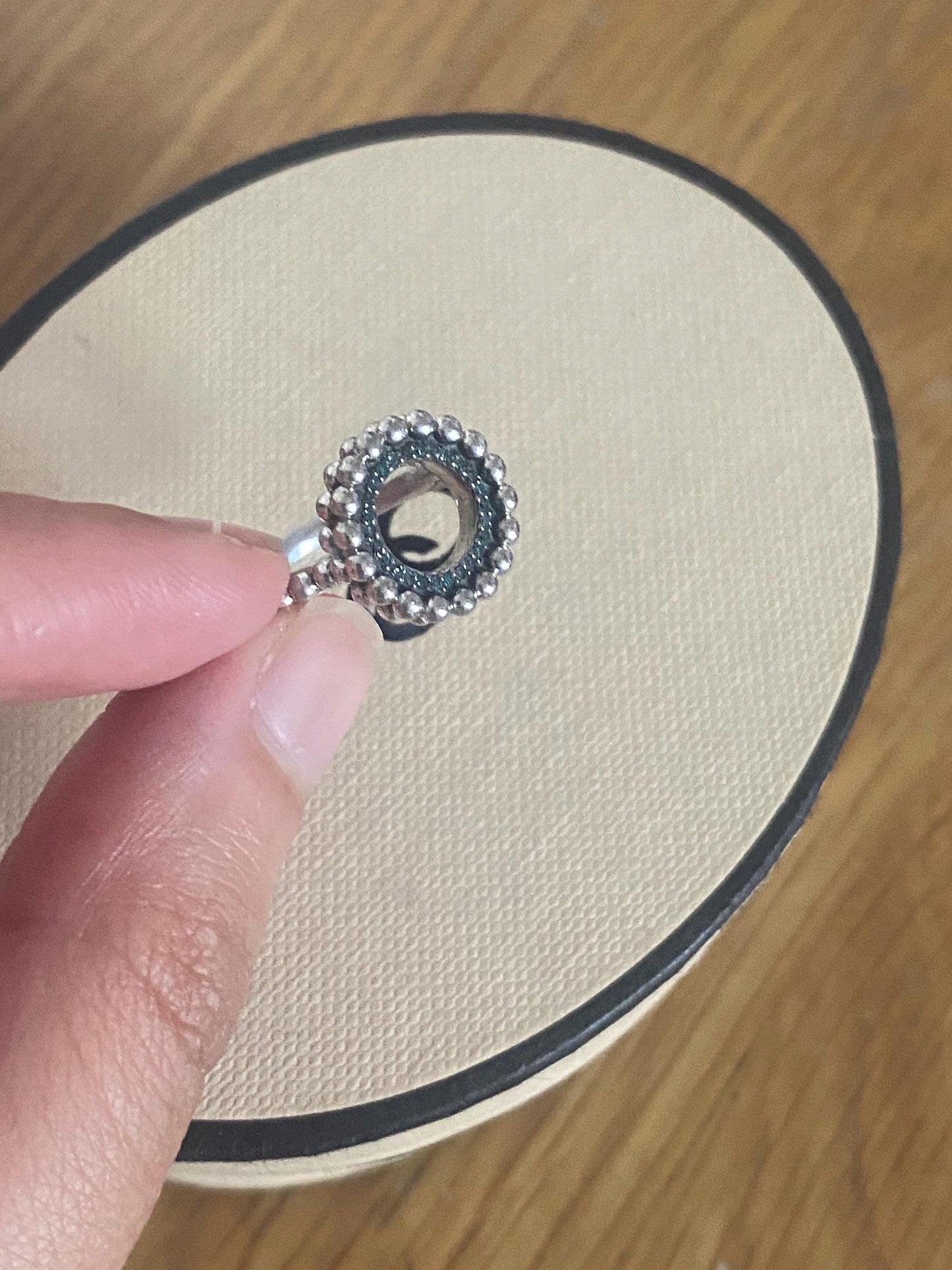 Rare Links Of London Effervescence Blue Diamond Silver Diamond Bubble Ring size UK L, with box