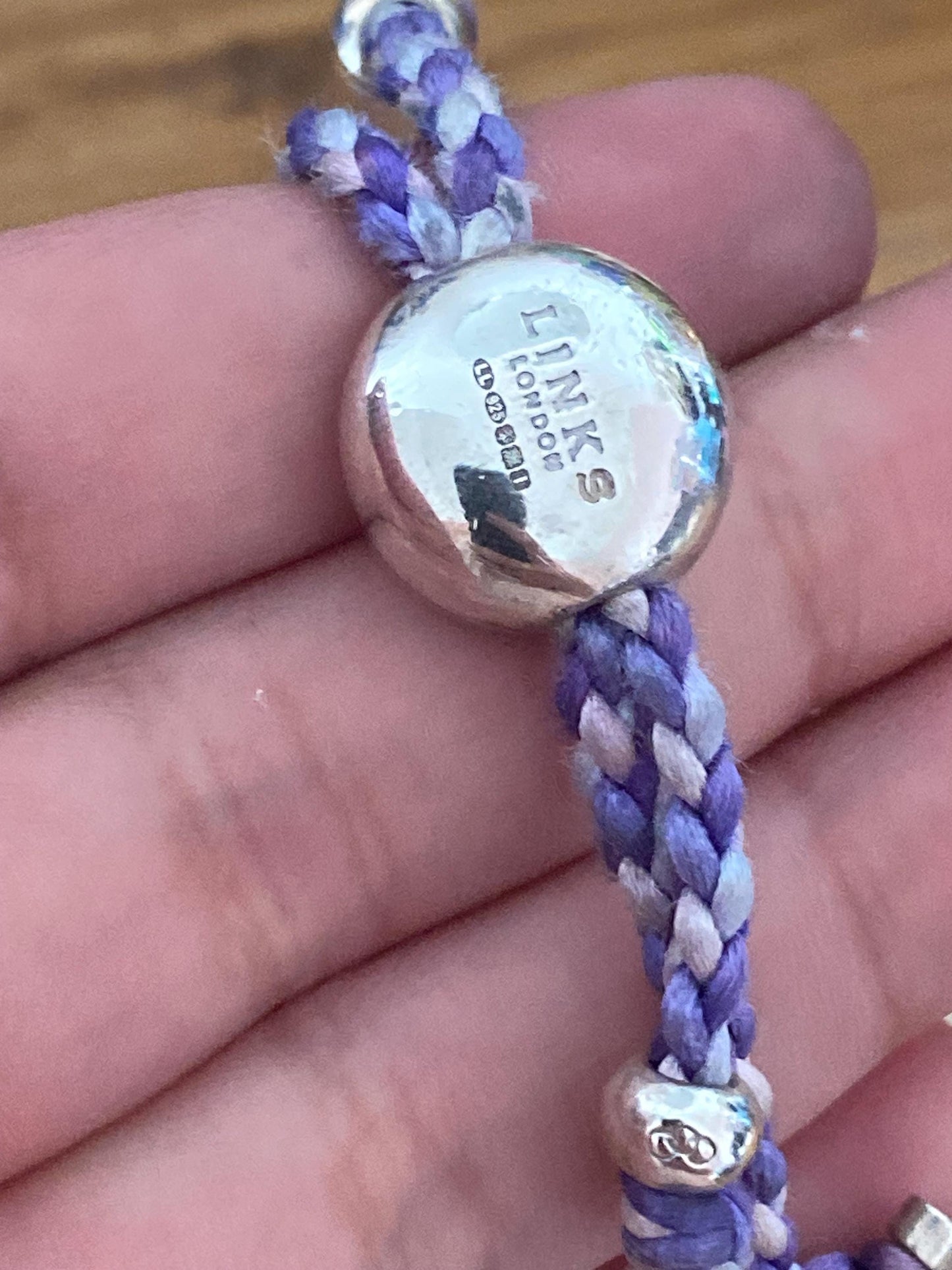 Rare Links of London Friendship Bracelet, purple gradients, Sterling Silver, Assay Hallmarked, with box
