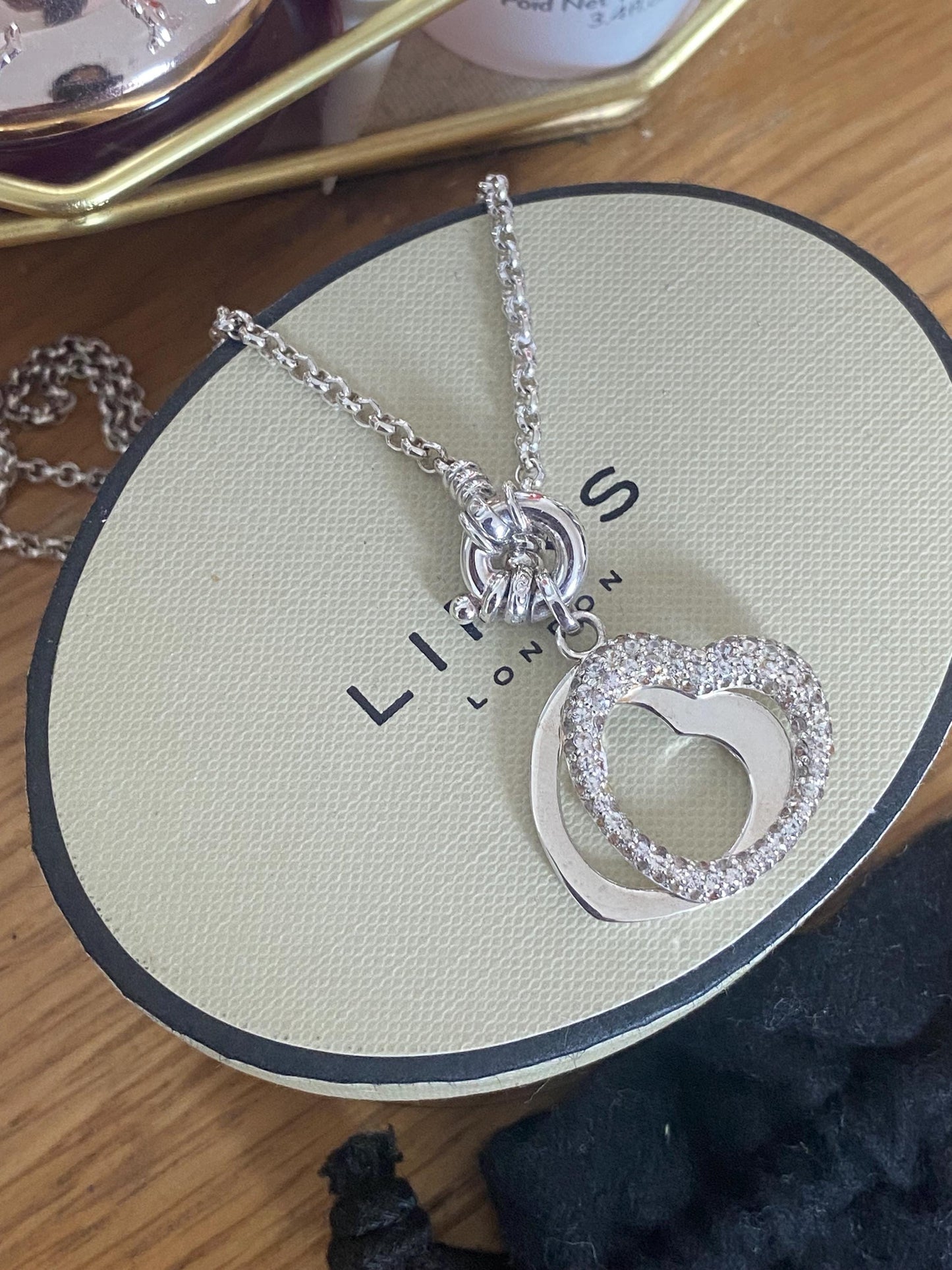 Genuine LINKS OF LONDON Sterling Silver Hallmarked Belcher Necklace With kindred hearts charm, Boxed