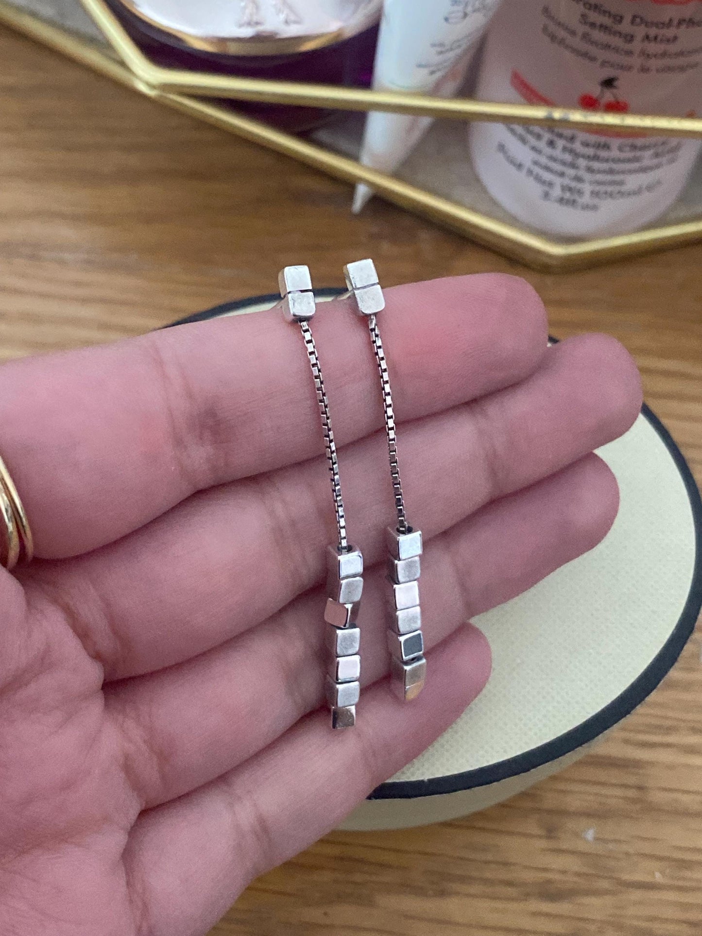 Links Of London Genuine sterling silver cubist drop earrings