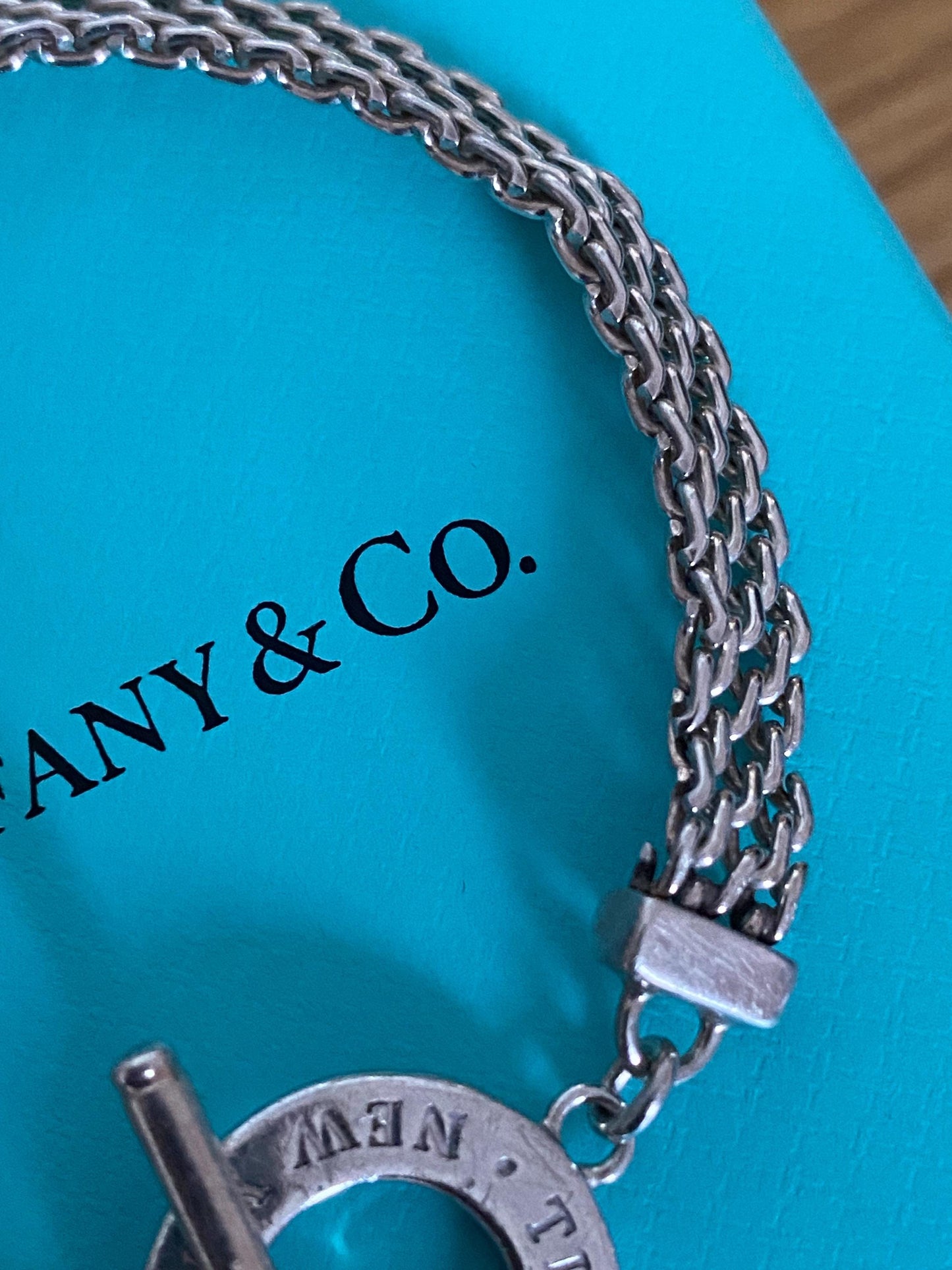 Tiffany & Co mesh strap toggle bracelet With box and pouch, genuine, sterling silver