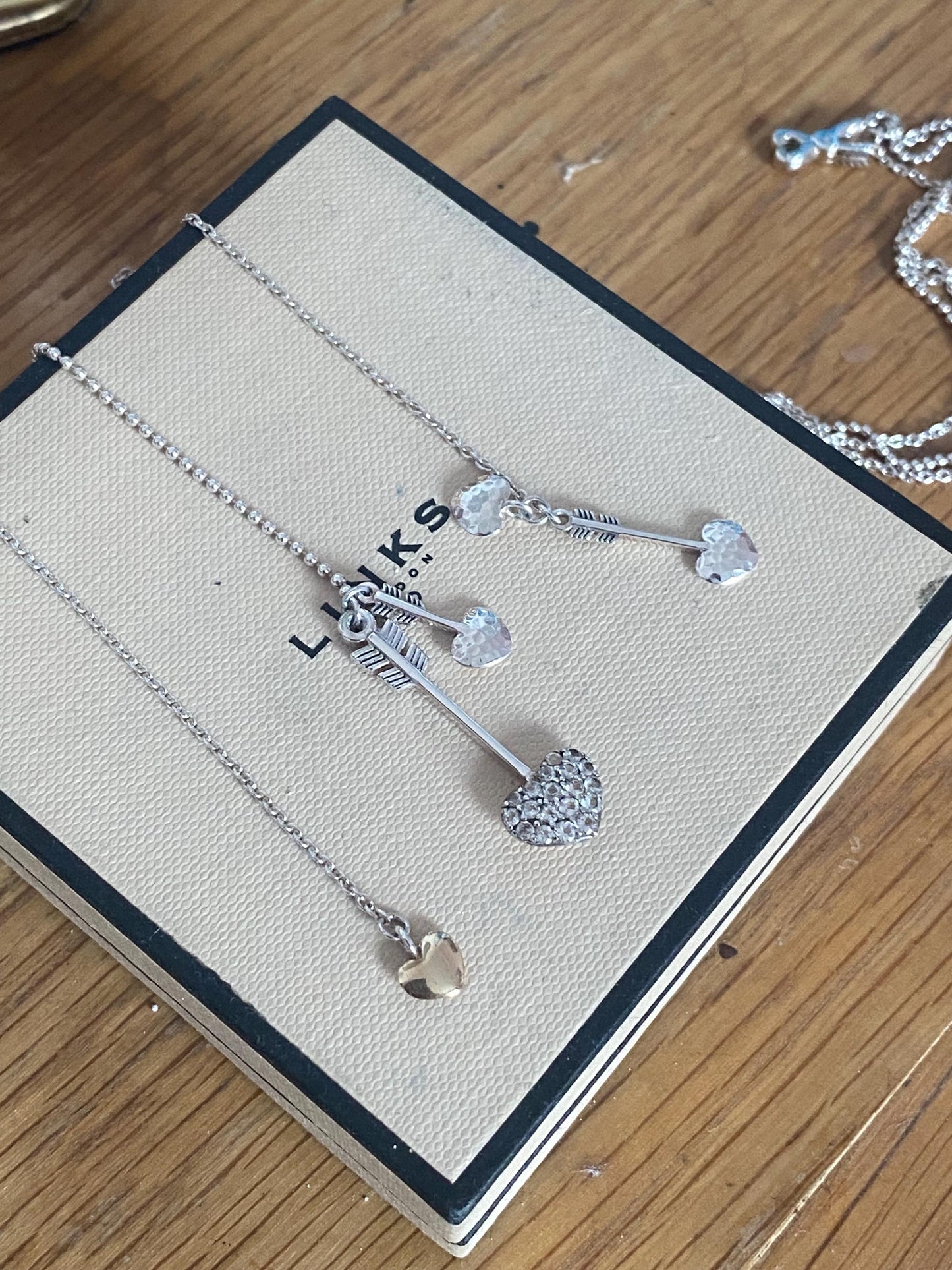Rare Links of London 'Lovestruck' Necklace with Cupid's Hearts and Arrows, Sterling Silver
