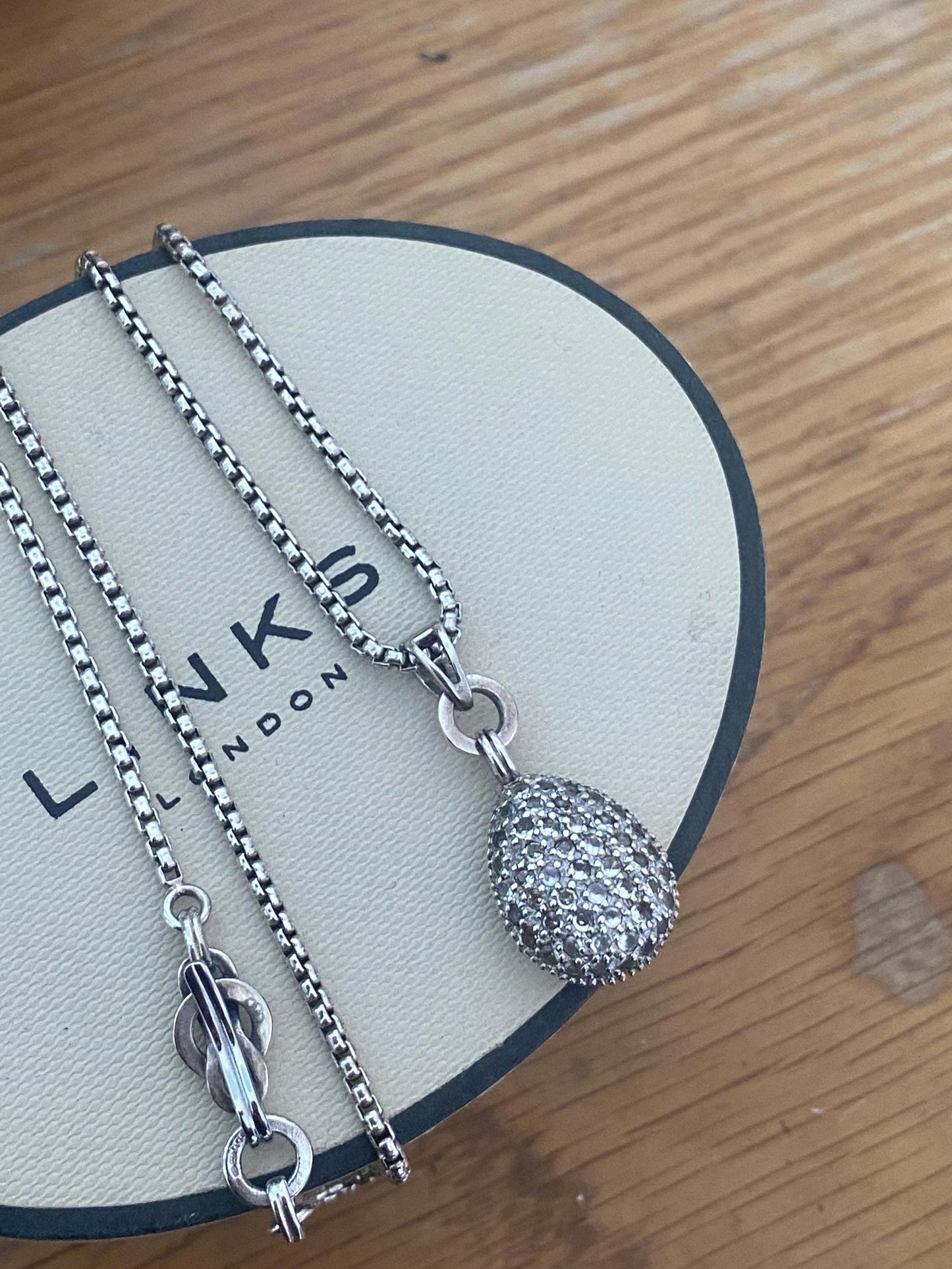 Beautiful vintage ultra rare links of London teardrop hope necklace with clear topaz stones, sterling silver