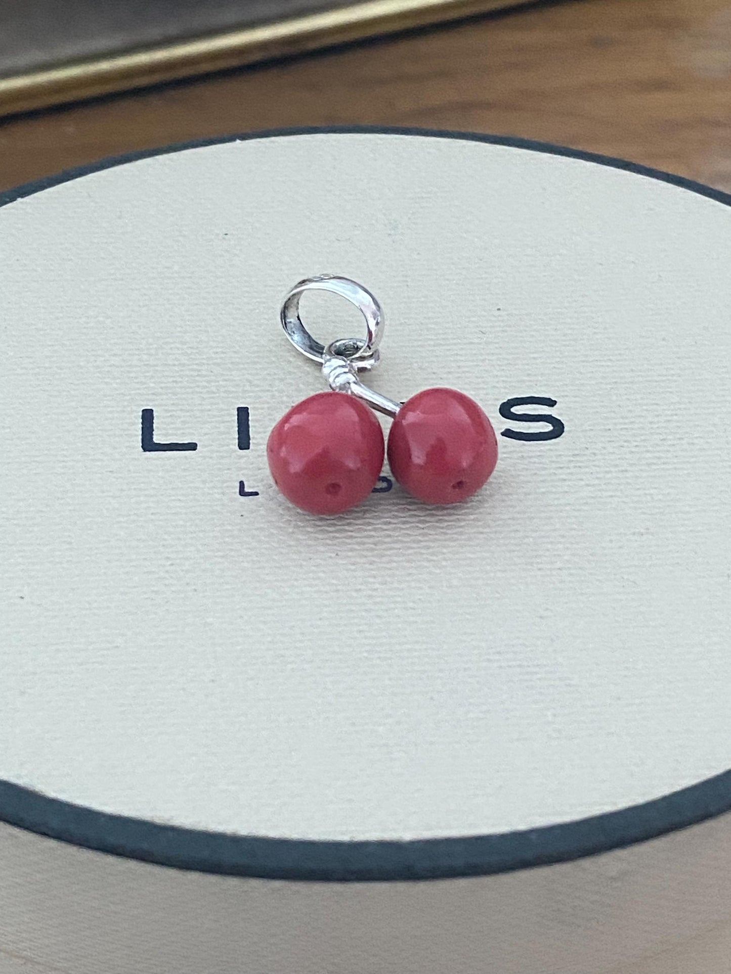Links of London Rare cherries charm in sterling silver and enamel, red cherry charm