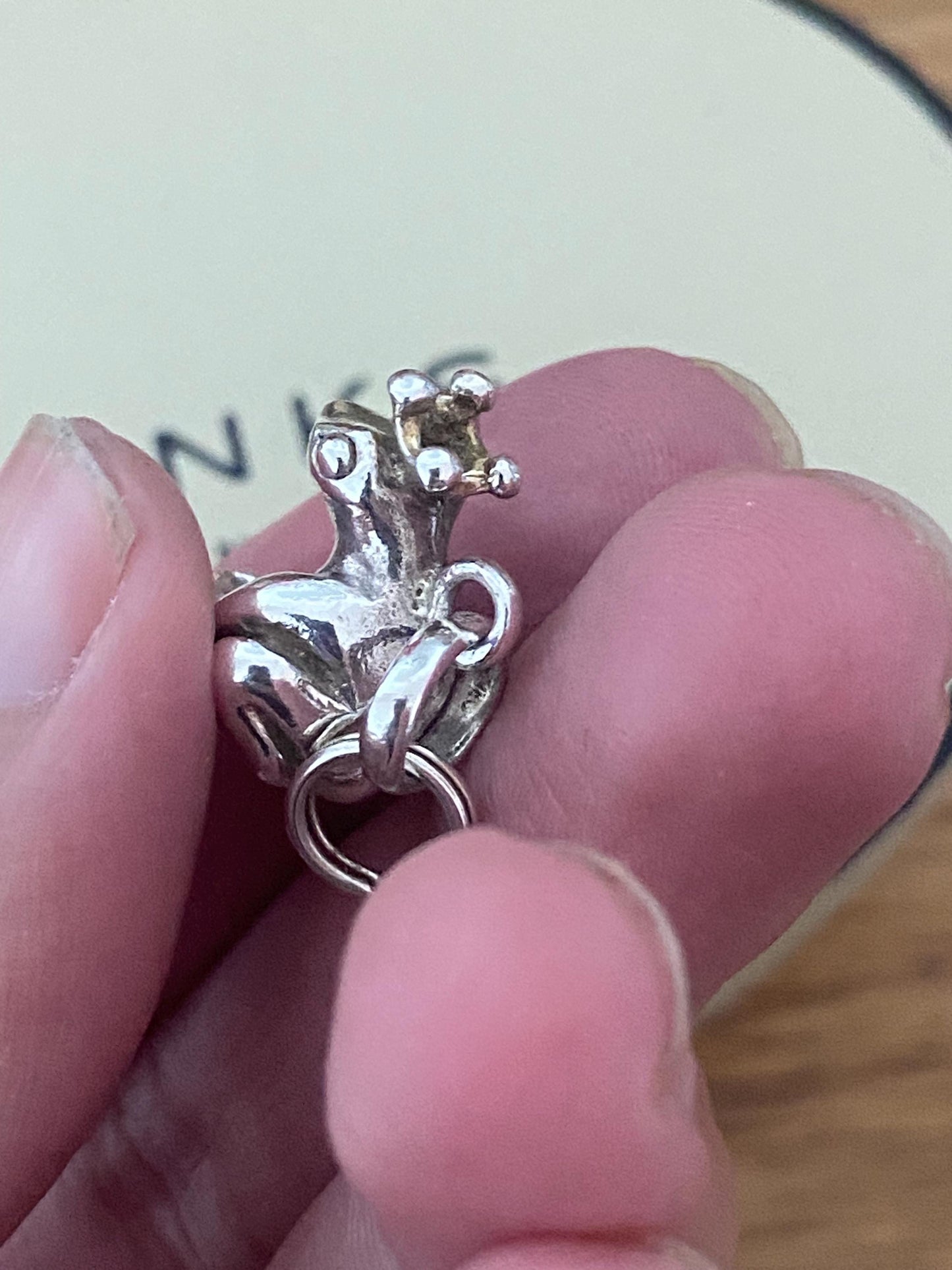 Super cute Links of London Frog Prince Charm, Sterling Silver, 18k Gold Vermeil Detail, Stamped, Hallmarked
