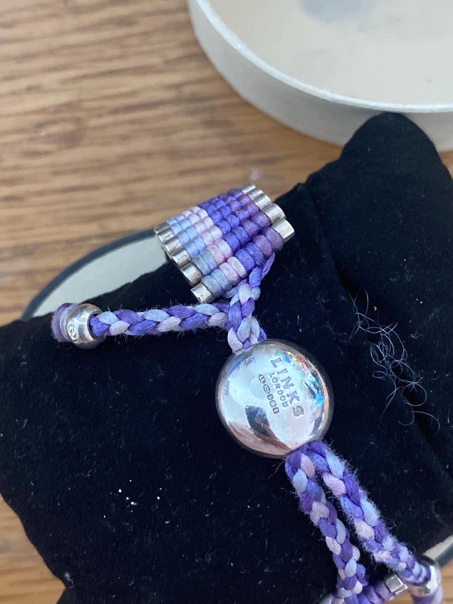Rare Links of London Friendship Bracelet, purple gradients, Sterling Silver, Assay Hallmarked, with box