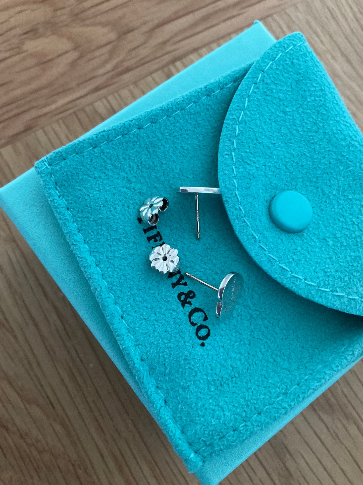 Tiffany and co small heart sterling silver stud earrings