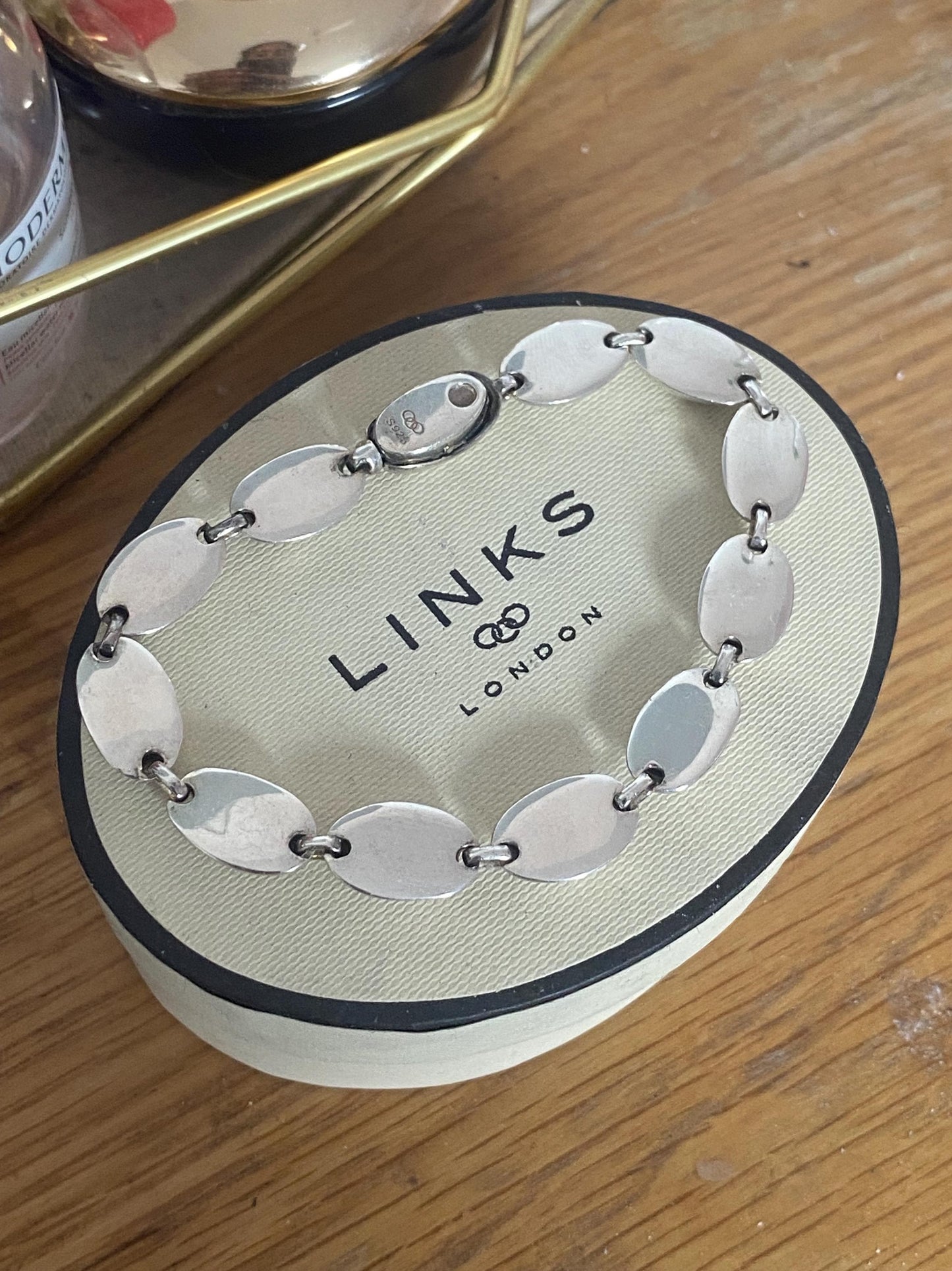 Rare Genuine LINKS OF LONDON Hallmarked Silver hope oval dome Bracelet, vintage with box