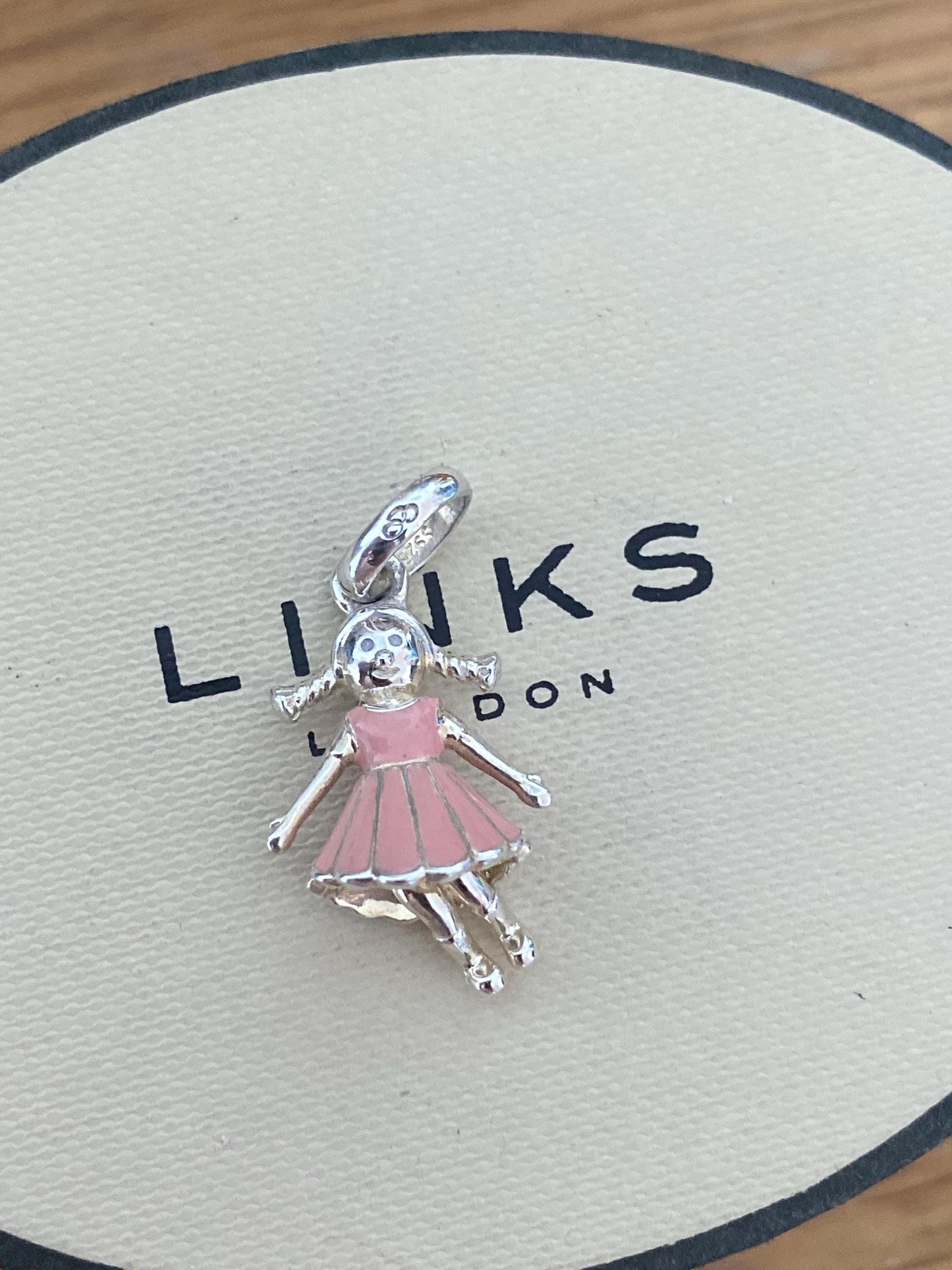 Genuine Links Of London Sterling Silver little girl with dress and moving legs charm, super cute!