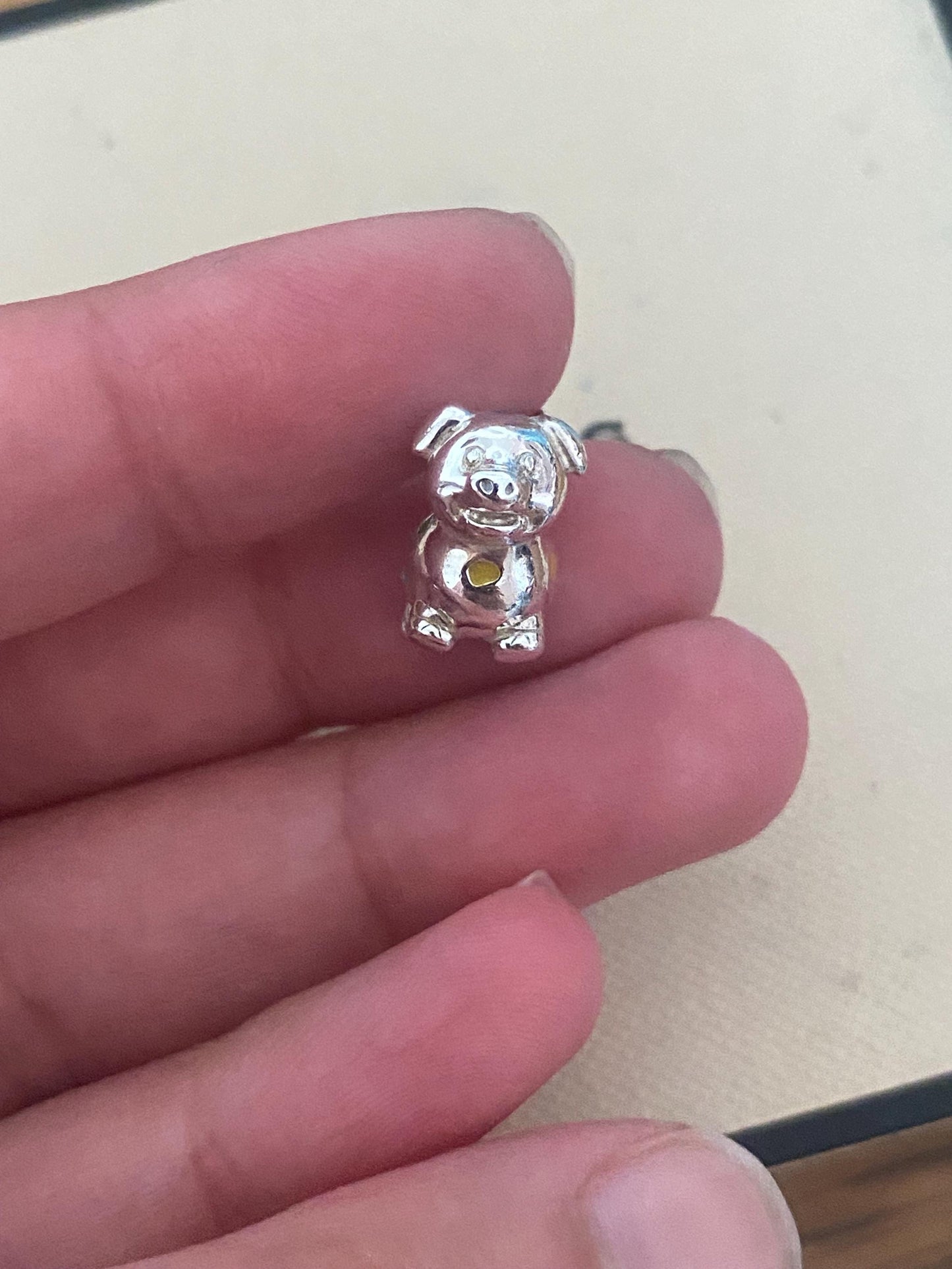 Links of london Pig Chinese Zodiac Charm, Sterling Silver and Enamel Spots, genuine