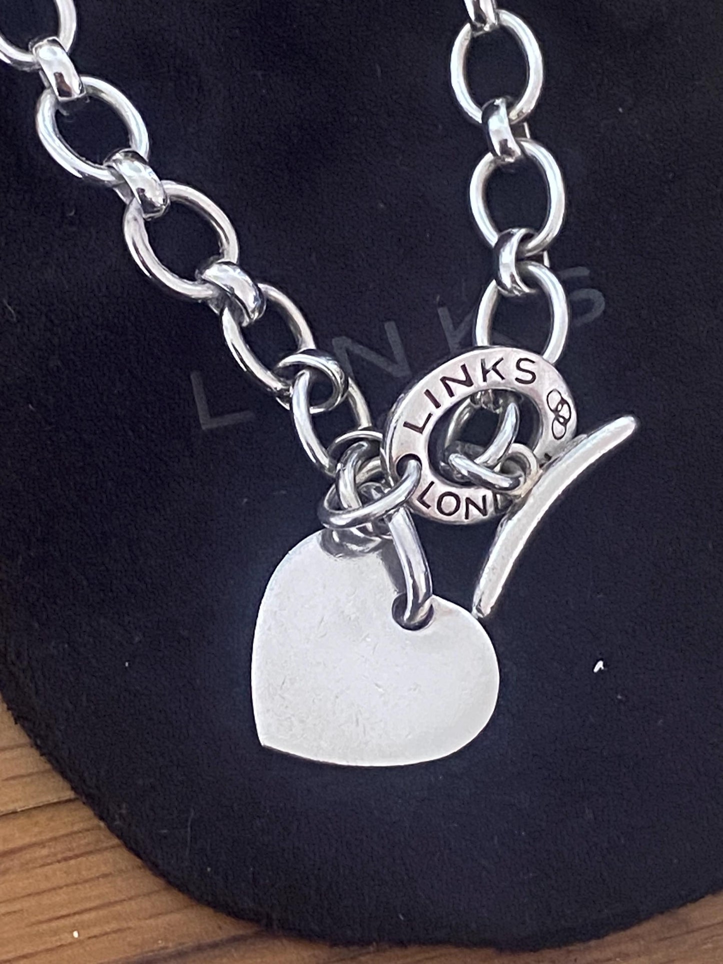 LINKS OF LONDON Chunky Sterling Silver Hallmarked Heart Toggle Necklace In Box, genuine