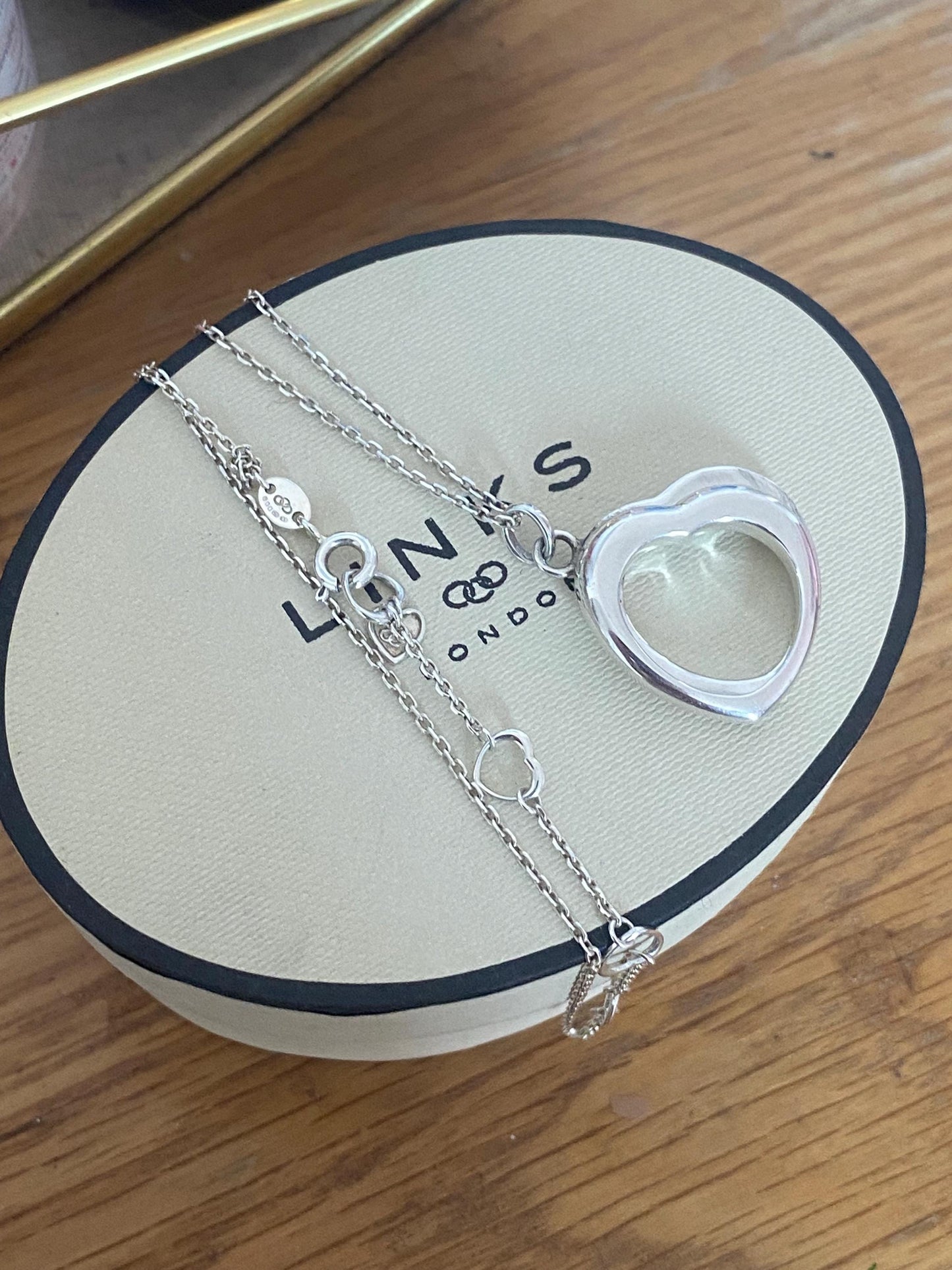 Beautiful vintage very rare links of London kindred double hearts love notes necklace, sterling silver