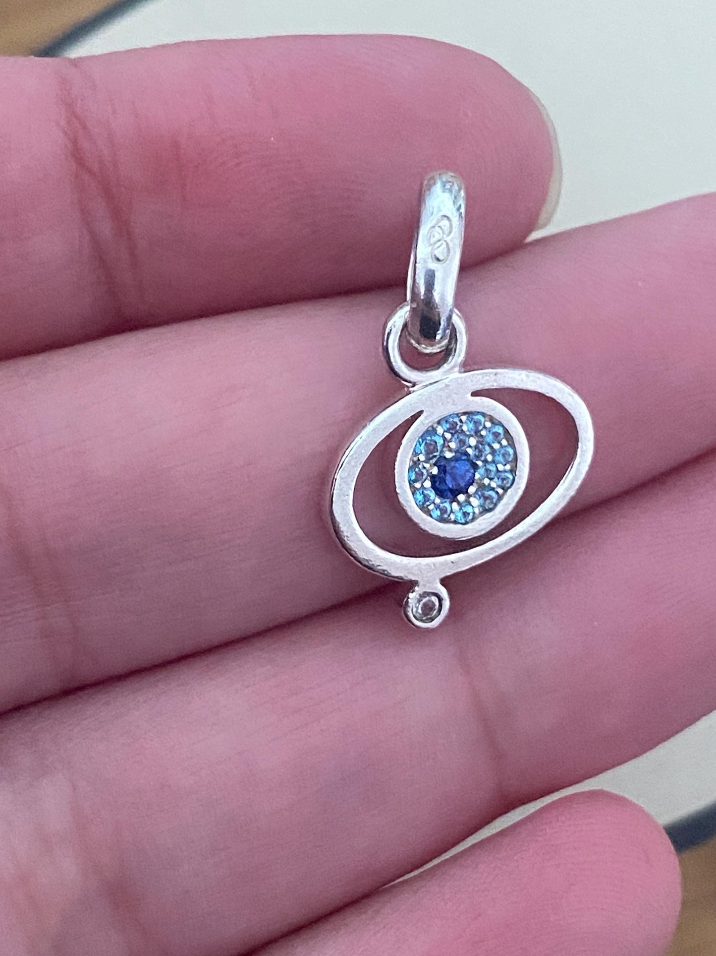 Stunning RARE Links of London evil eye sapphire and topaz charm set in sterling silver