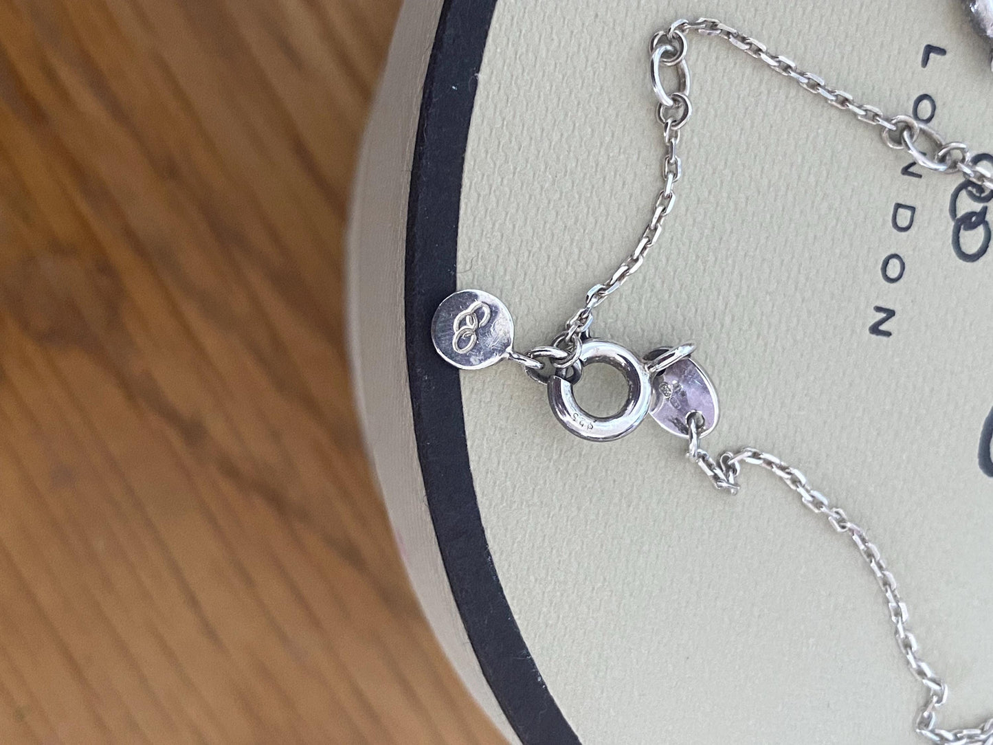 Beautiful unique Links of London Rose Quartz Sweetie Drops Necklace, Sterling Silver, Stamped, s925, 45cms