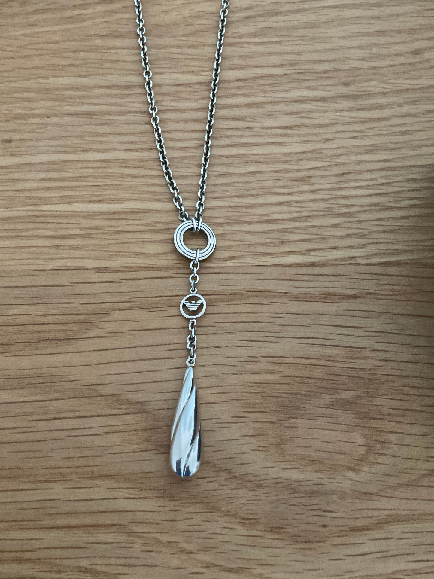 Emporio Armani sterling silver teardrop charm necklace