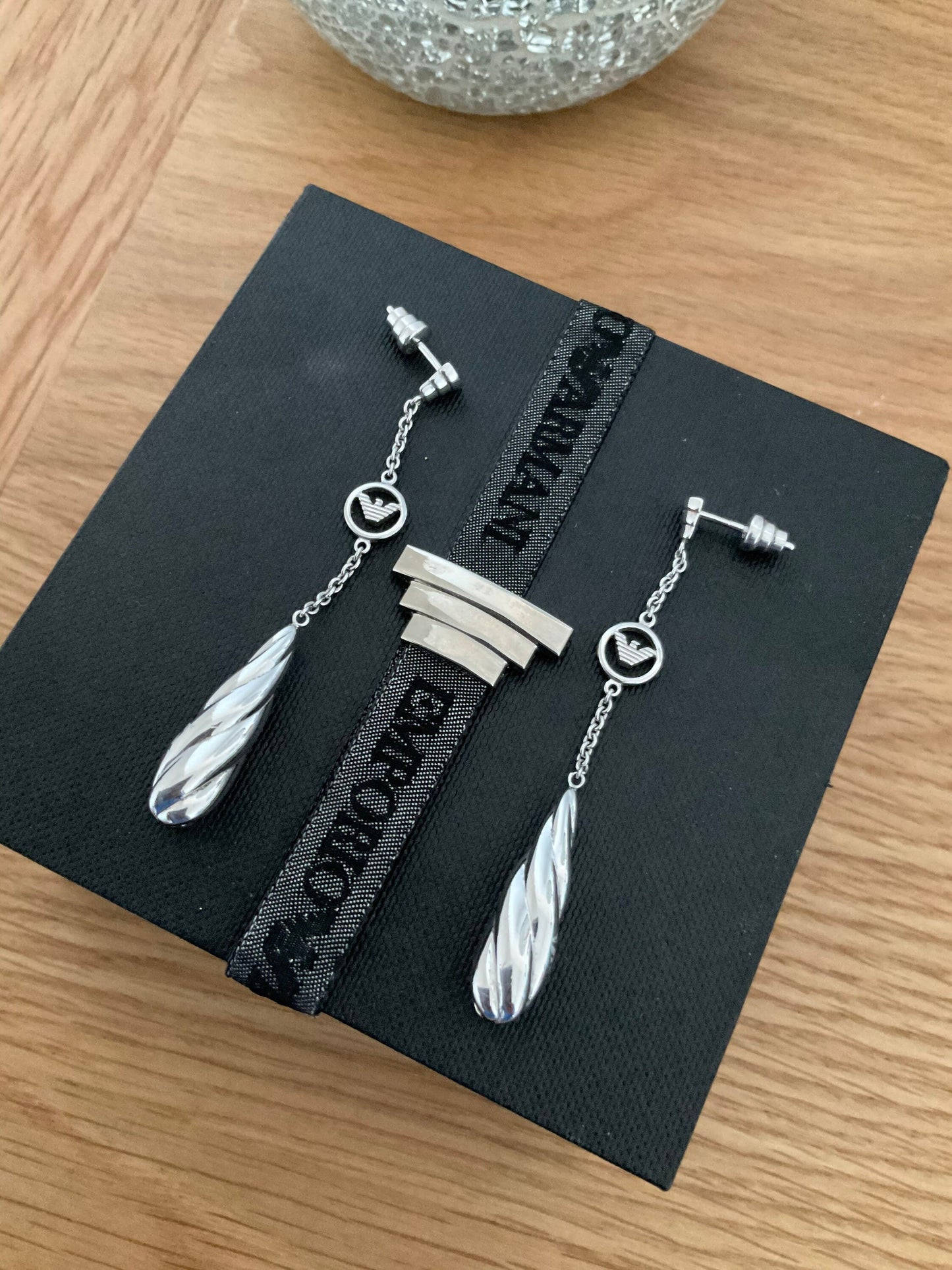Stunning Emporio Armani sterling silver teardrop earrings