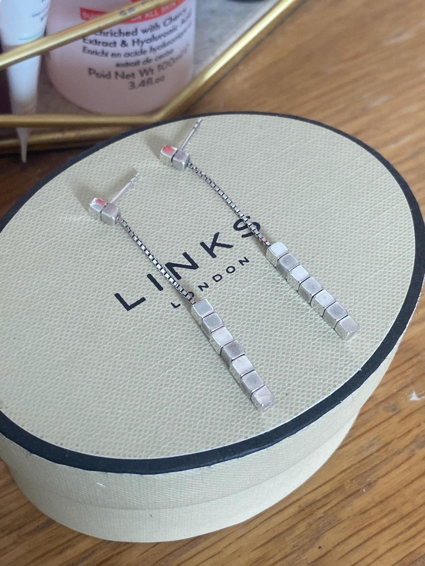 Links Of London Genuine sterling silver cubist drop earrings