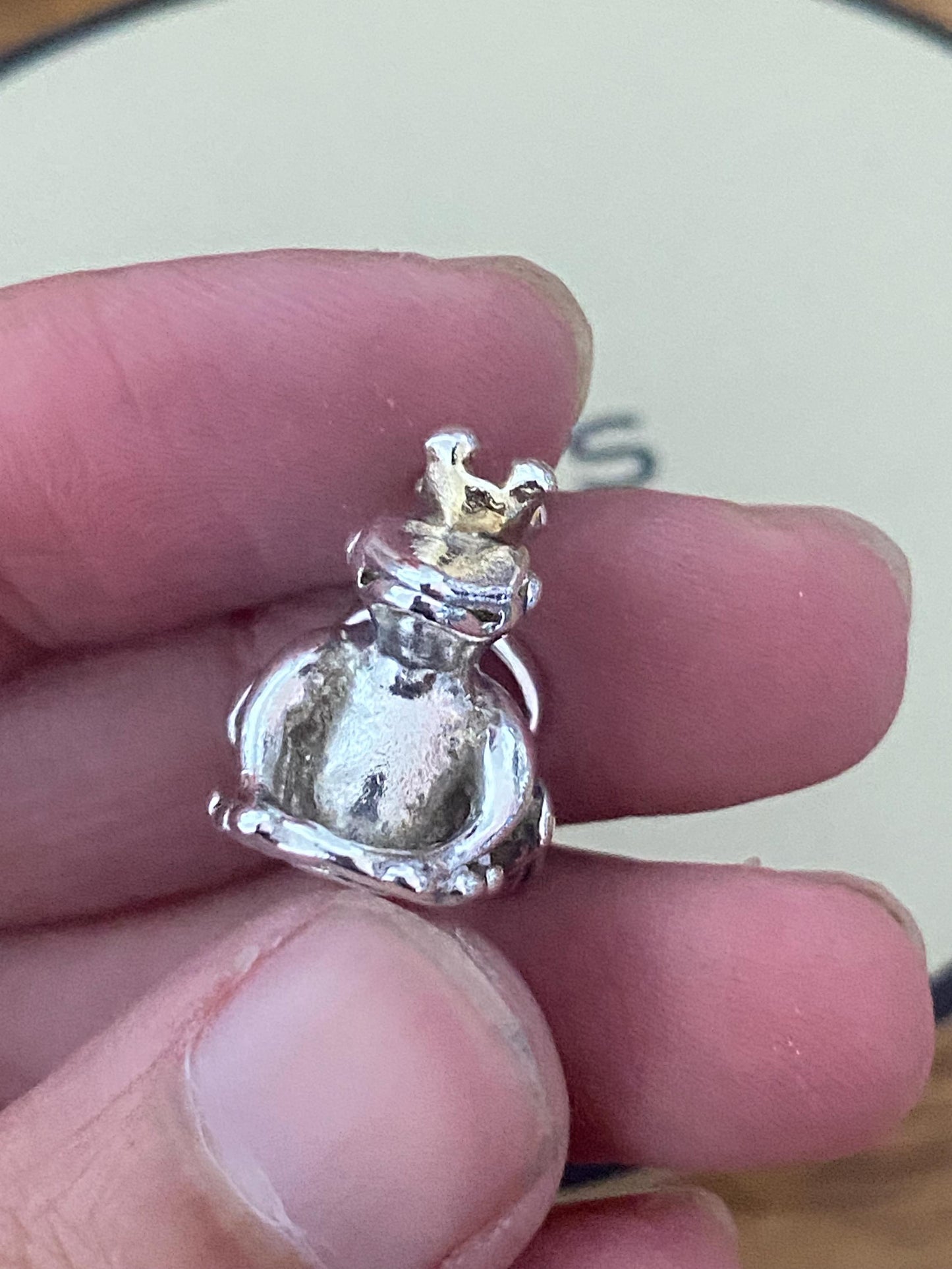 Super cute Links of London Frog Prince Charm, Sterling Silver, 18k Gold Vermeil Detail, Stamped, Hallmarked