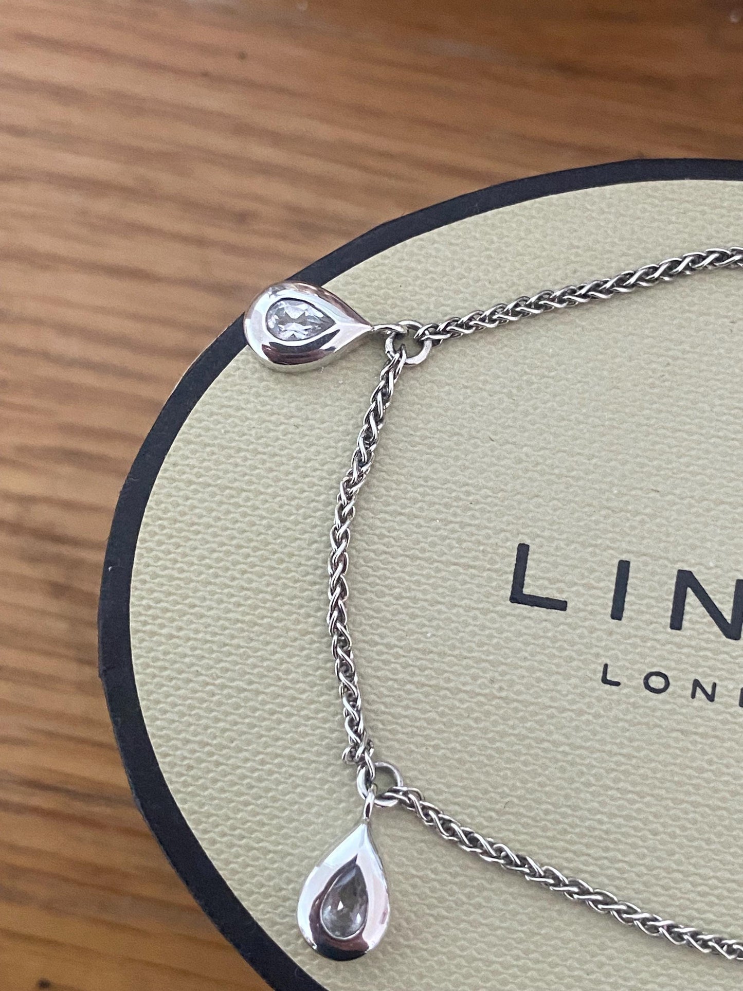 Beautiful vintage very rare links of London clear topaz teardrop bracelet, sterling silver