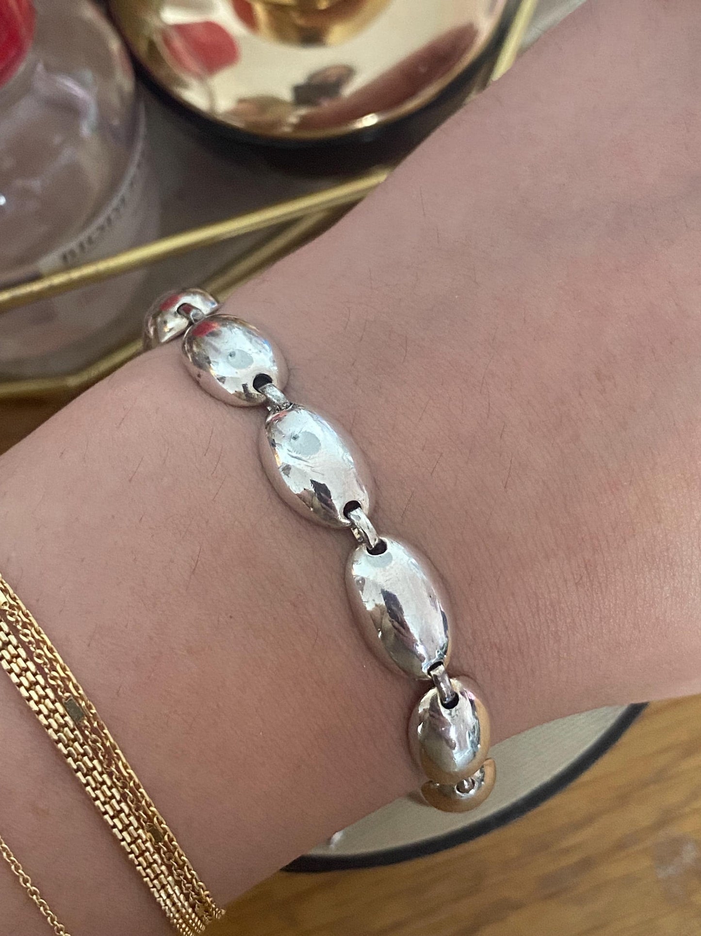 Rare Genuine LINKS OF LONDON Hallmarked Silver hope oval dome Bracelet, vintage with box