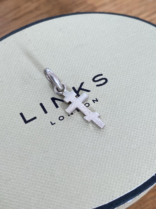 Genuine Links Of London Sterling Silver Orthodox Cross Charm Vintage, Assay hallmarked