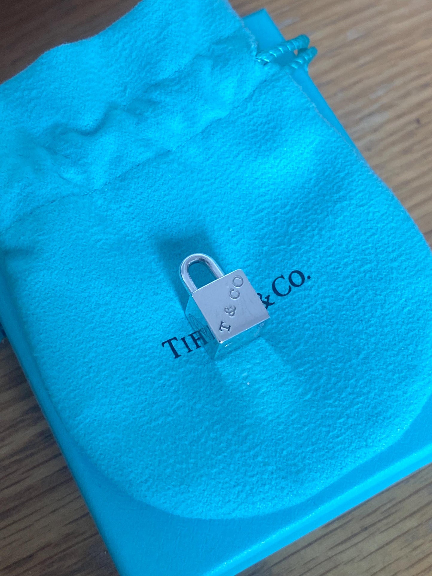 Very rare Tiffany & Co 1837 sterling silver cube padlock charm, Assay hallmarked, Genuine