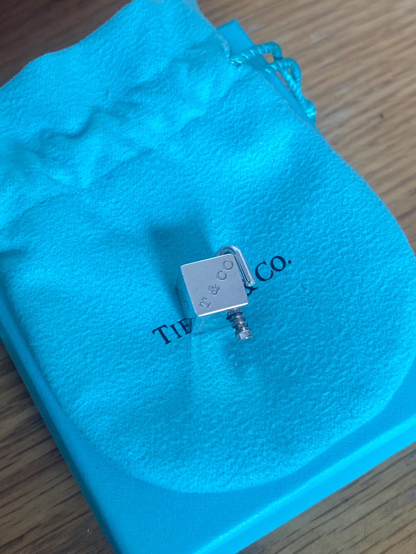 Very rare Tiffany & Co 1837 sterling silver cube padlock charm, Assay hallmarked, Genuine