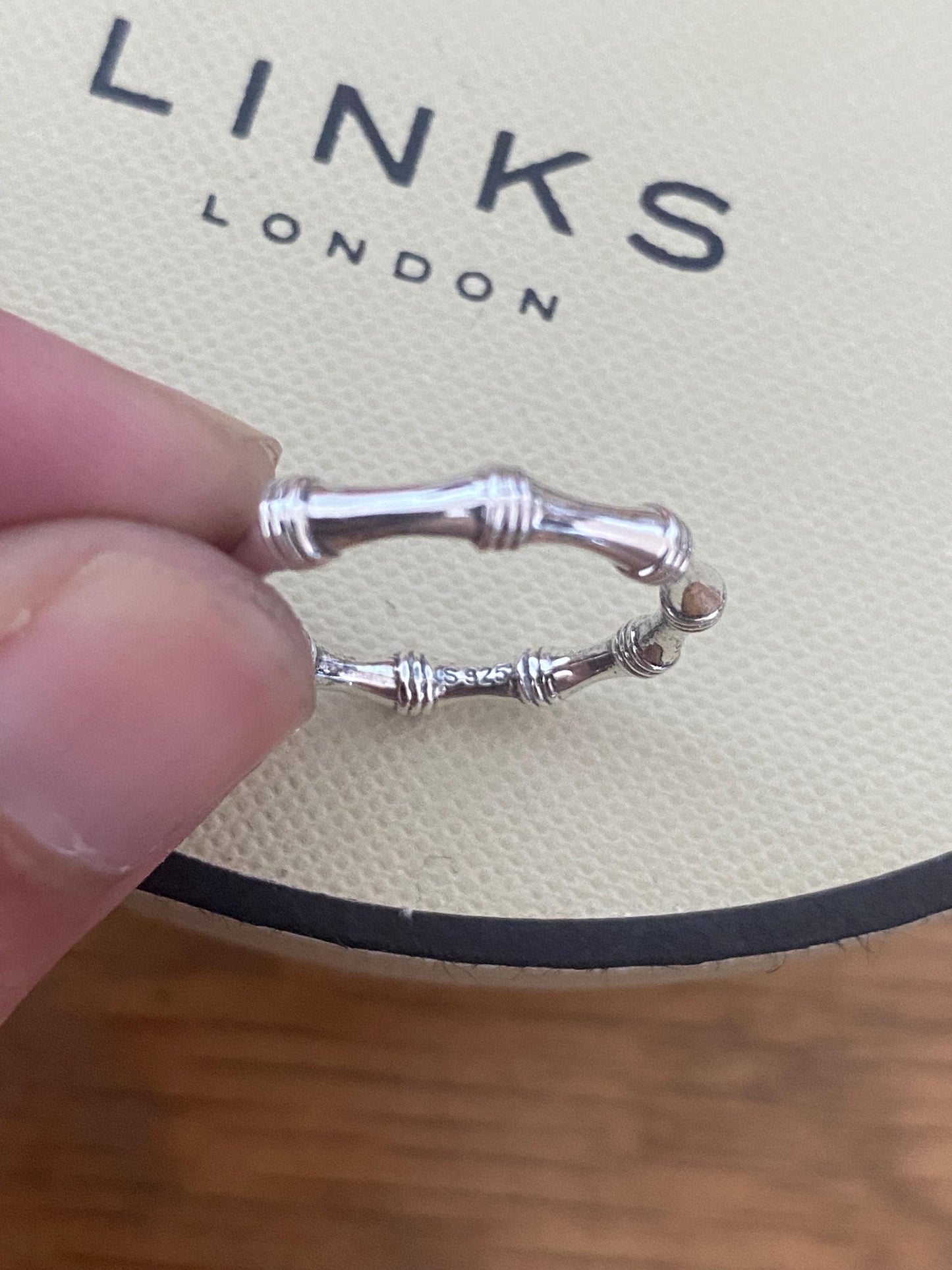 Genuine Links of London Bamboo Ring, Sterling Silver, Size L, Lovely Condition