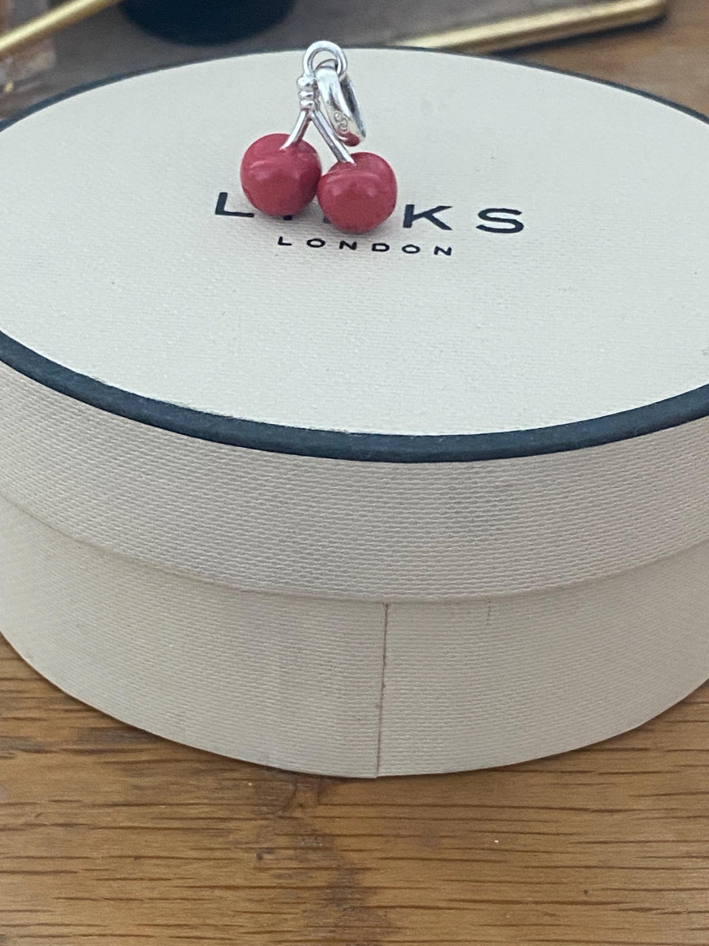 Links of London Rare cherries charm in sterling silver and enamel, red cherry charm