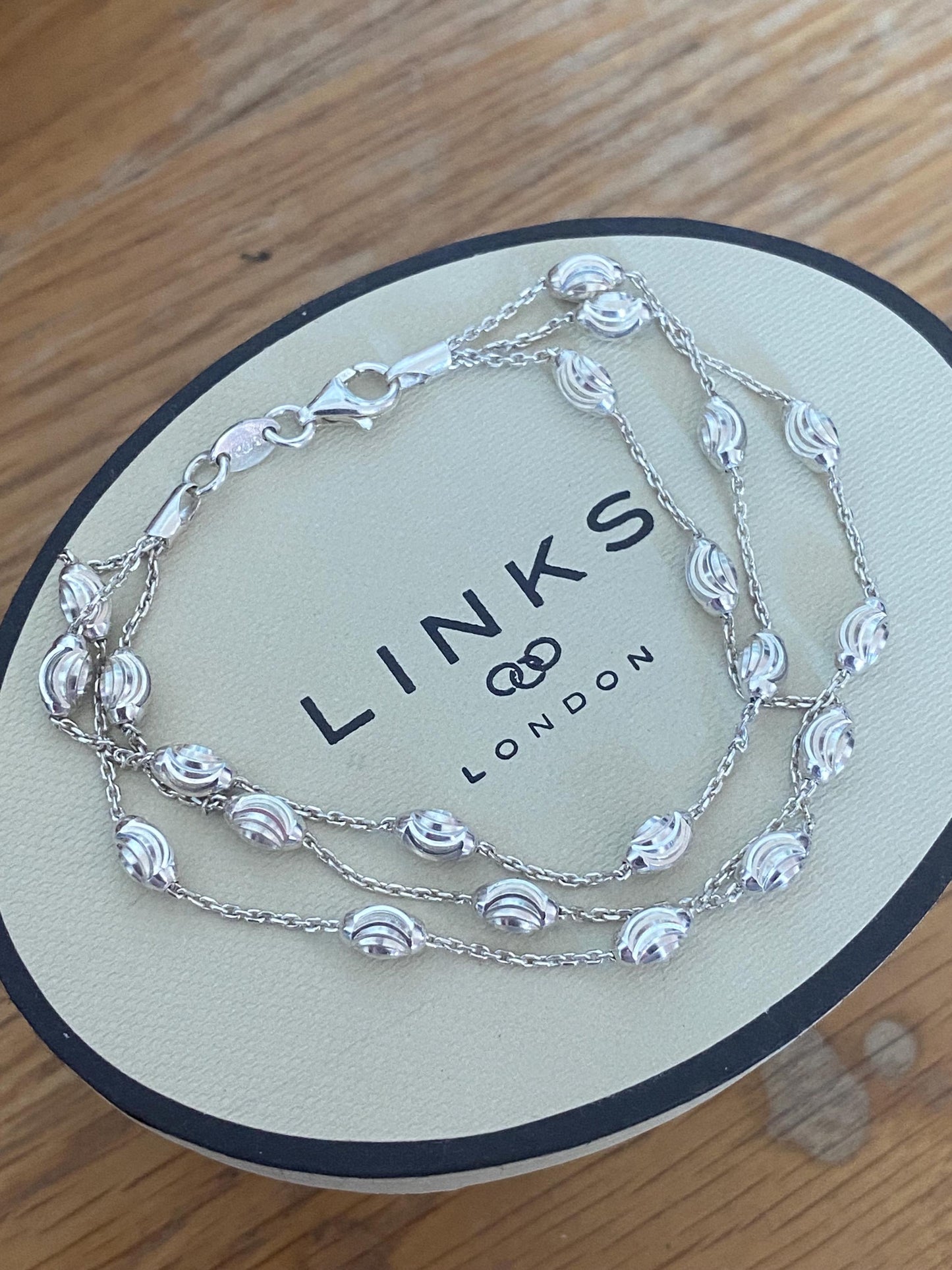 Lovely Links of London Essentials 3 Row Beaded bracelet, sterling silver, Assay hallmarked