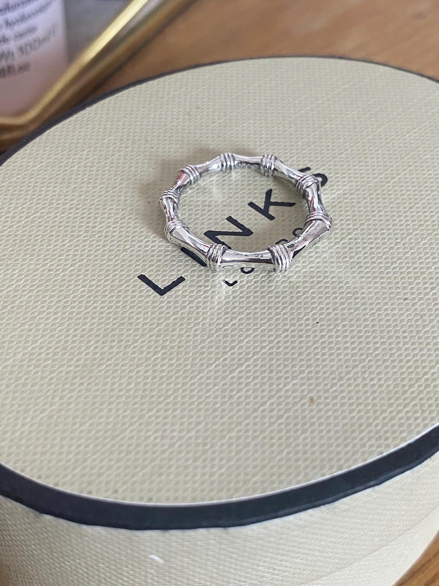 Genuine Links of London Bamboo Ring, Sterling Silver, Size L, Lovely Condition