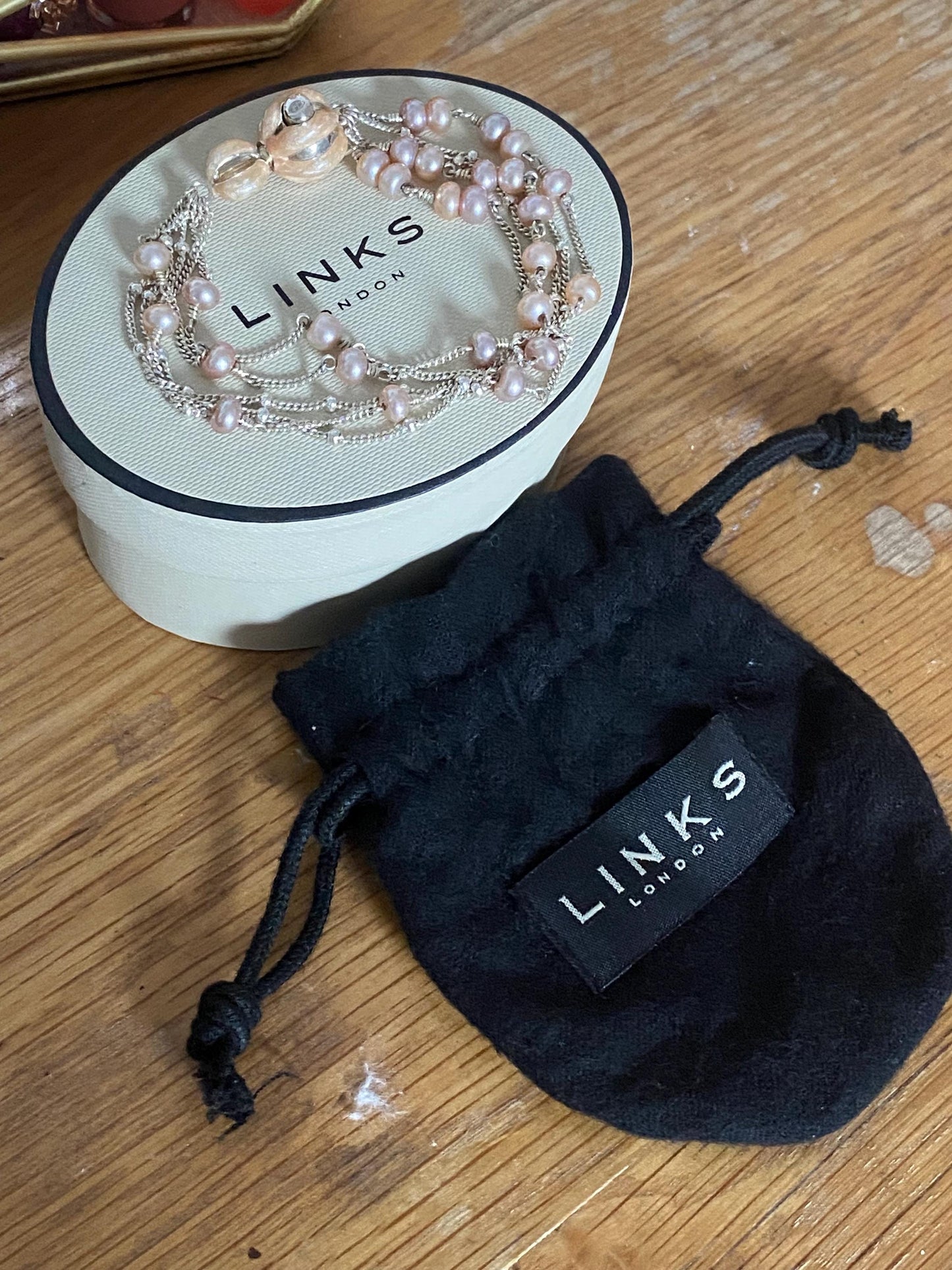 Very rare Links of London Night Time Garden pearl sterling silver bracelet with box