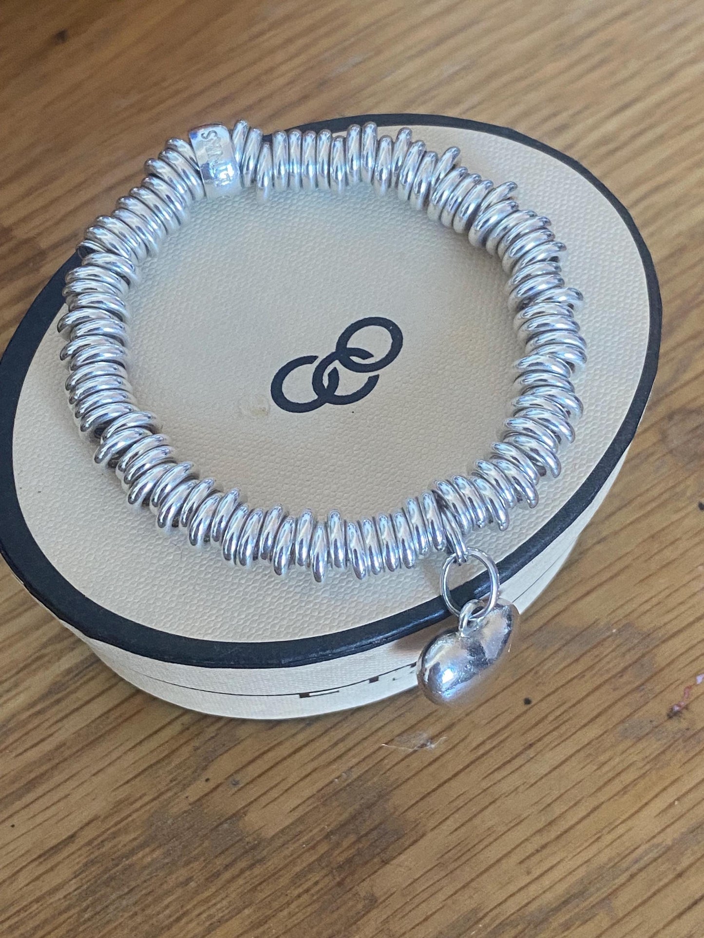 Lovely Links of London vintage rare sweetie bracelet with heart charm, sterling silver, size medium