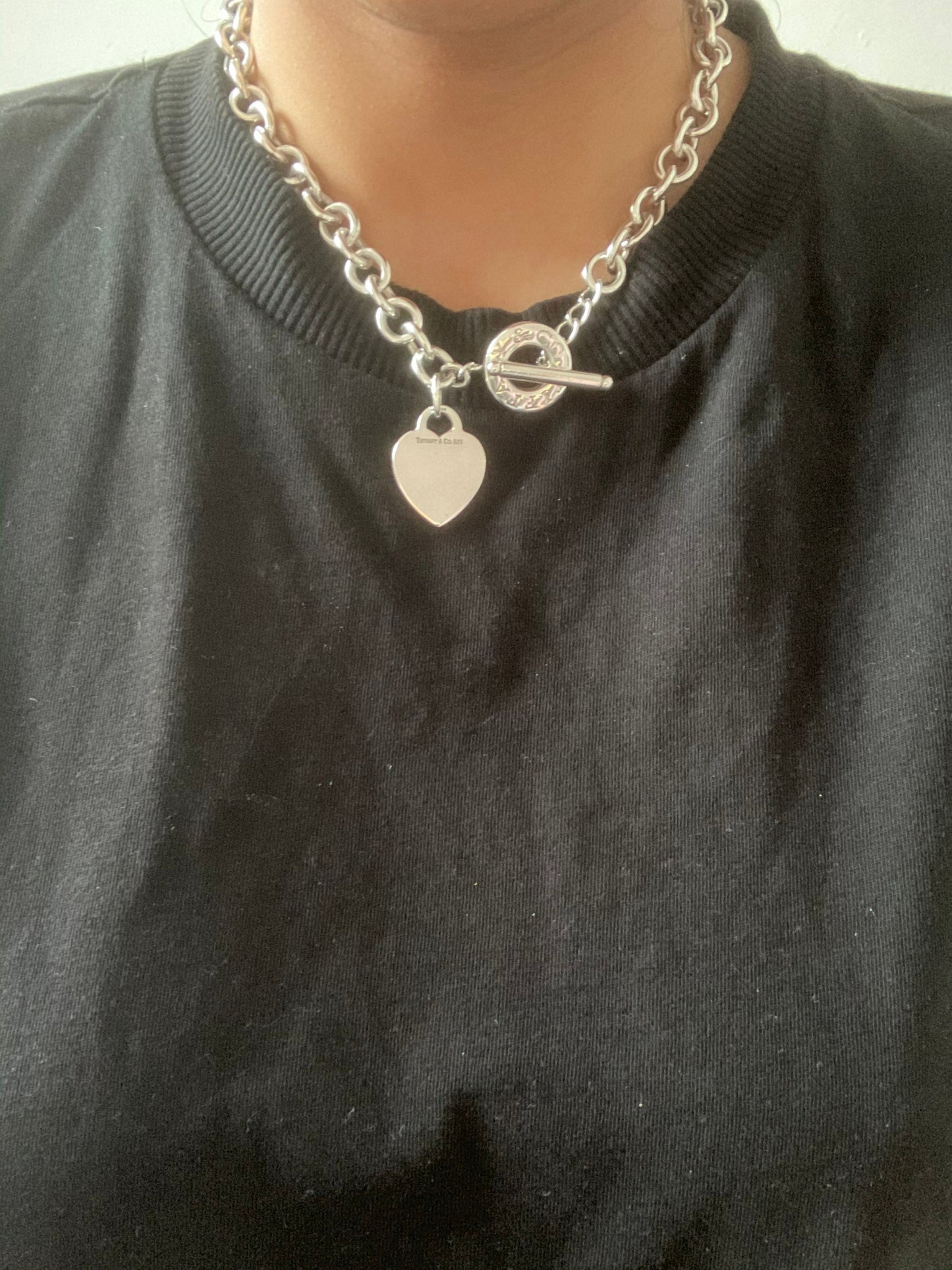 Tiffany and co Chunky sterling silver heart toggle necklace