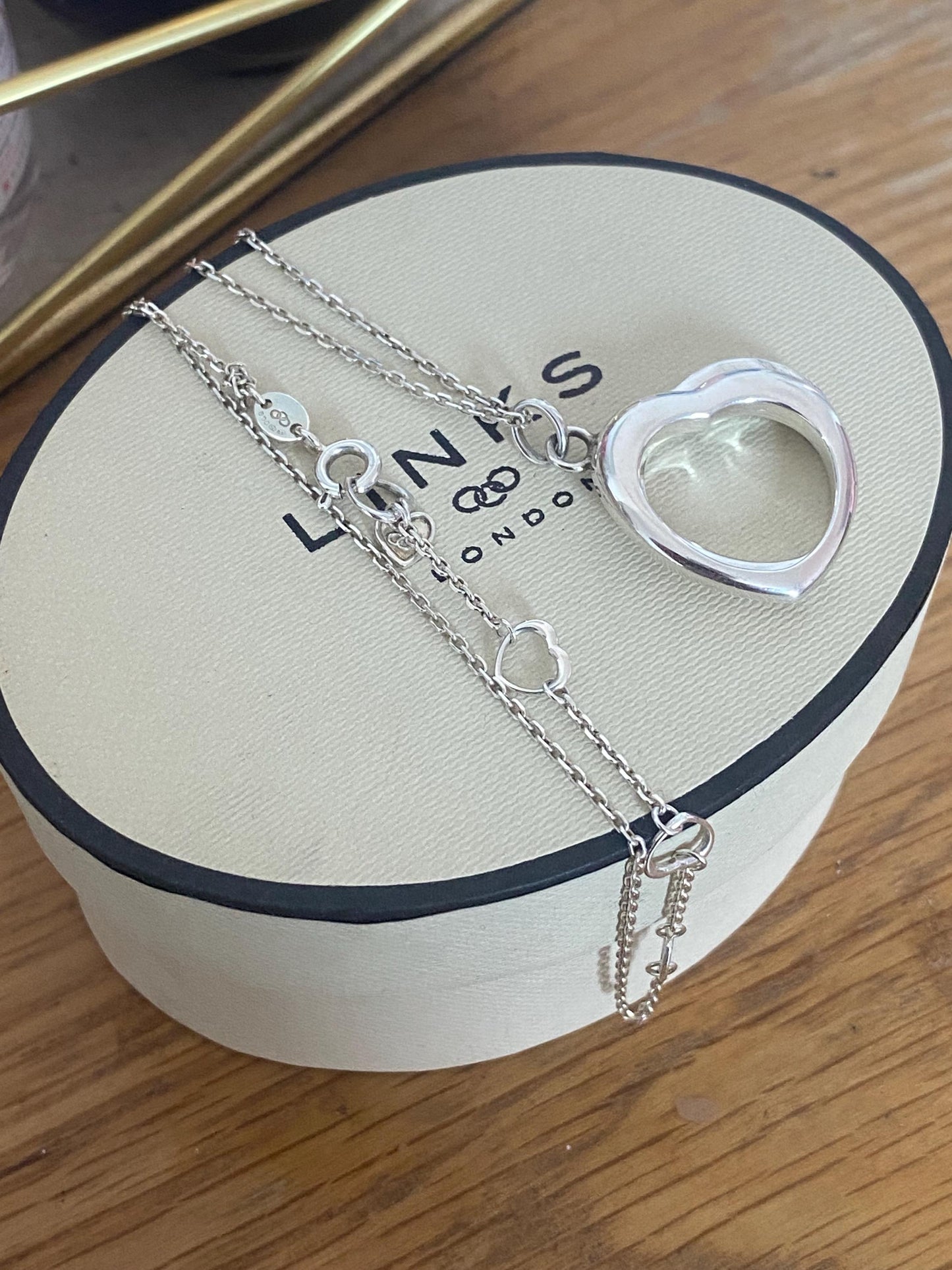 Beautiful vintage very rare links of London kindred double hearts love notes necklace, sterling silver
