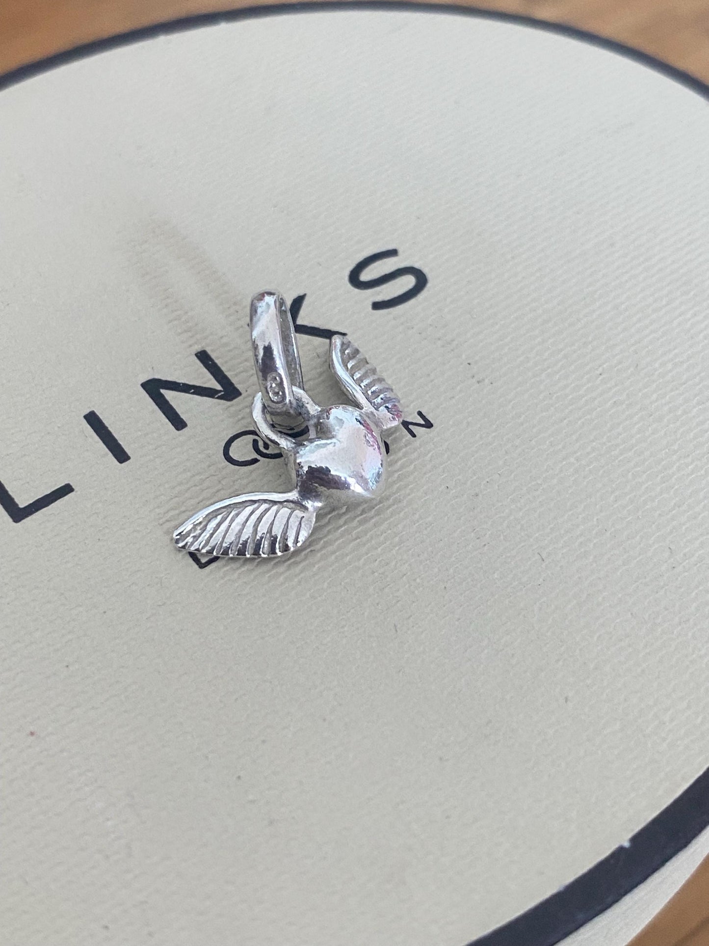 Beautiful genuine rare hallmarked Links of London sterling silver heart charm with wings, vintage